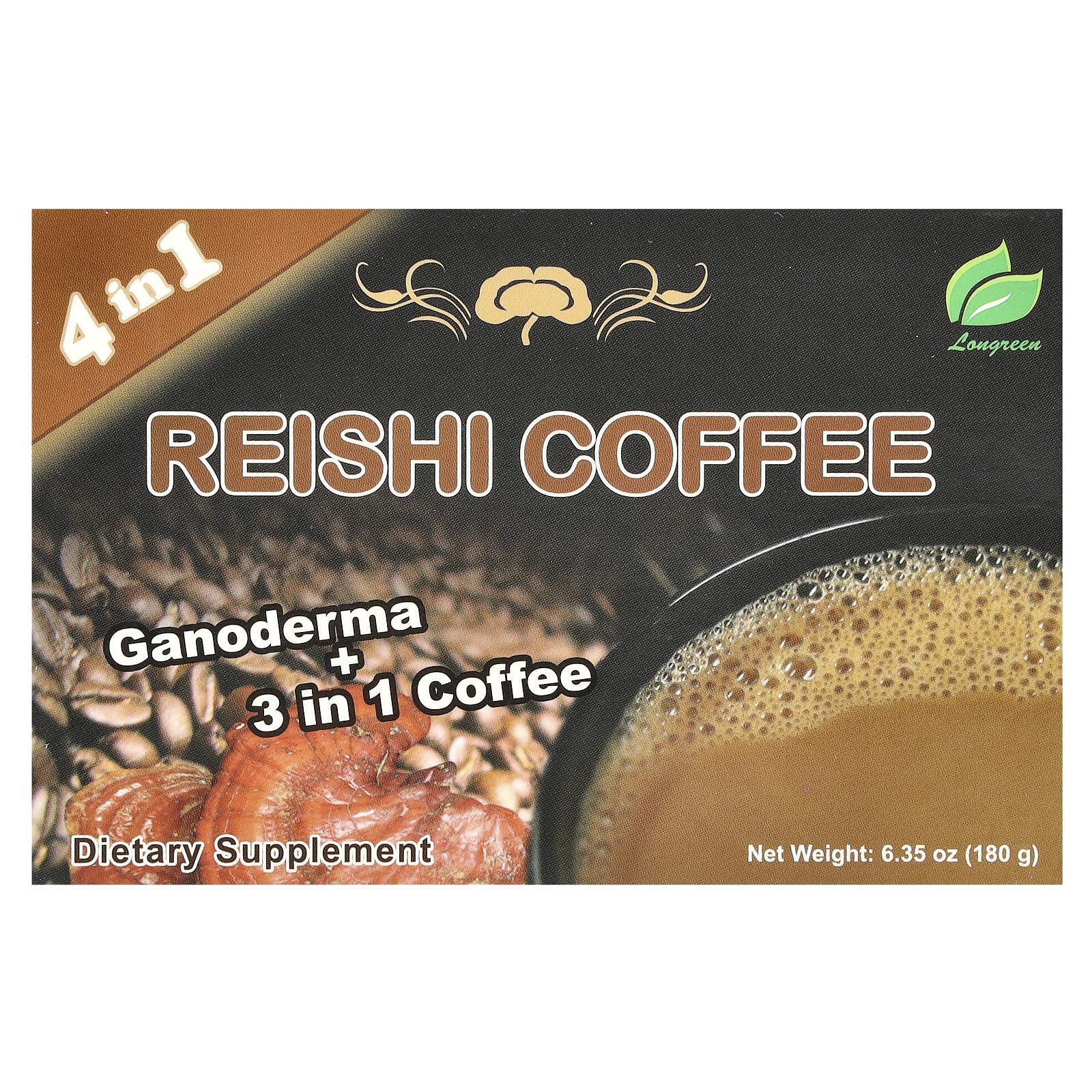 Reishi Coffee 3 in 1, Selected Premium Coffee, Reishi Extract and Instant Coffee, 30 Bags Per Box, Package May Vary