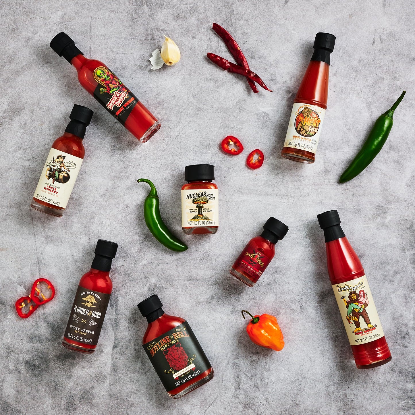 Man Crates, Gourmet Hot Sauce Gift Set for Men - 8-Pack Sampler with Mild to Extreme Ghost Pepper Flavors - Unique Hot Sauce Challenge Gift for Dad