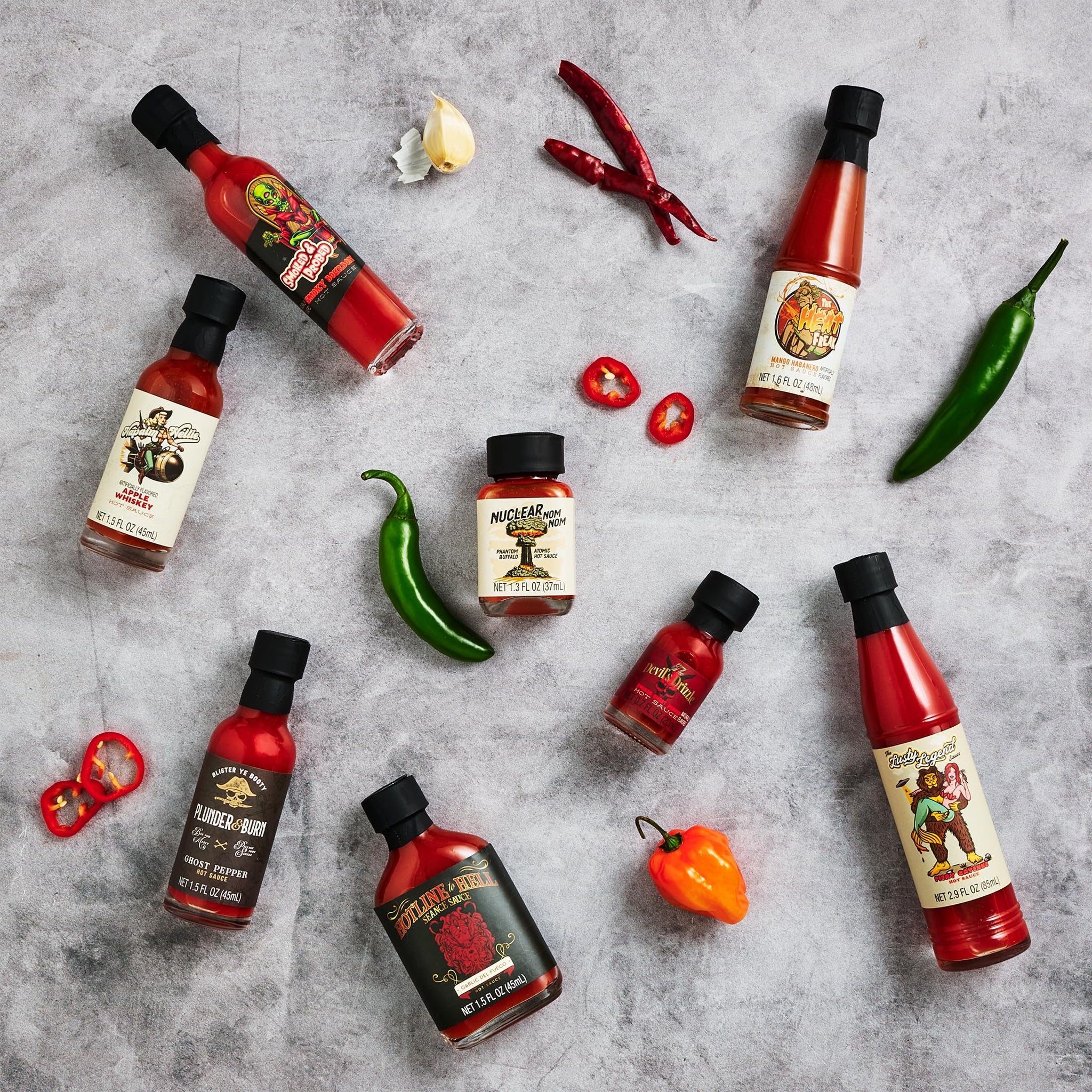 Man Crates, Gourmet Hot Sauce Gift Set for Men - 8-Pack Sampler with Mild to Extreme Ghost Pepper Flavors - Unique Hot Sauce Challenge Gift for Dad