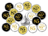 85th Birthday Kisses Stickers, (Set of 324) Chocolate Drops Labels for 85 Birthday, Party Favors Decor for Kisses. Made in USA, 9 Designs (36 Stickers