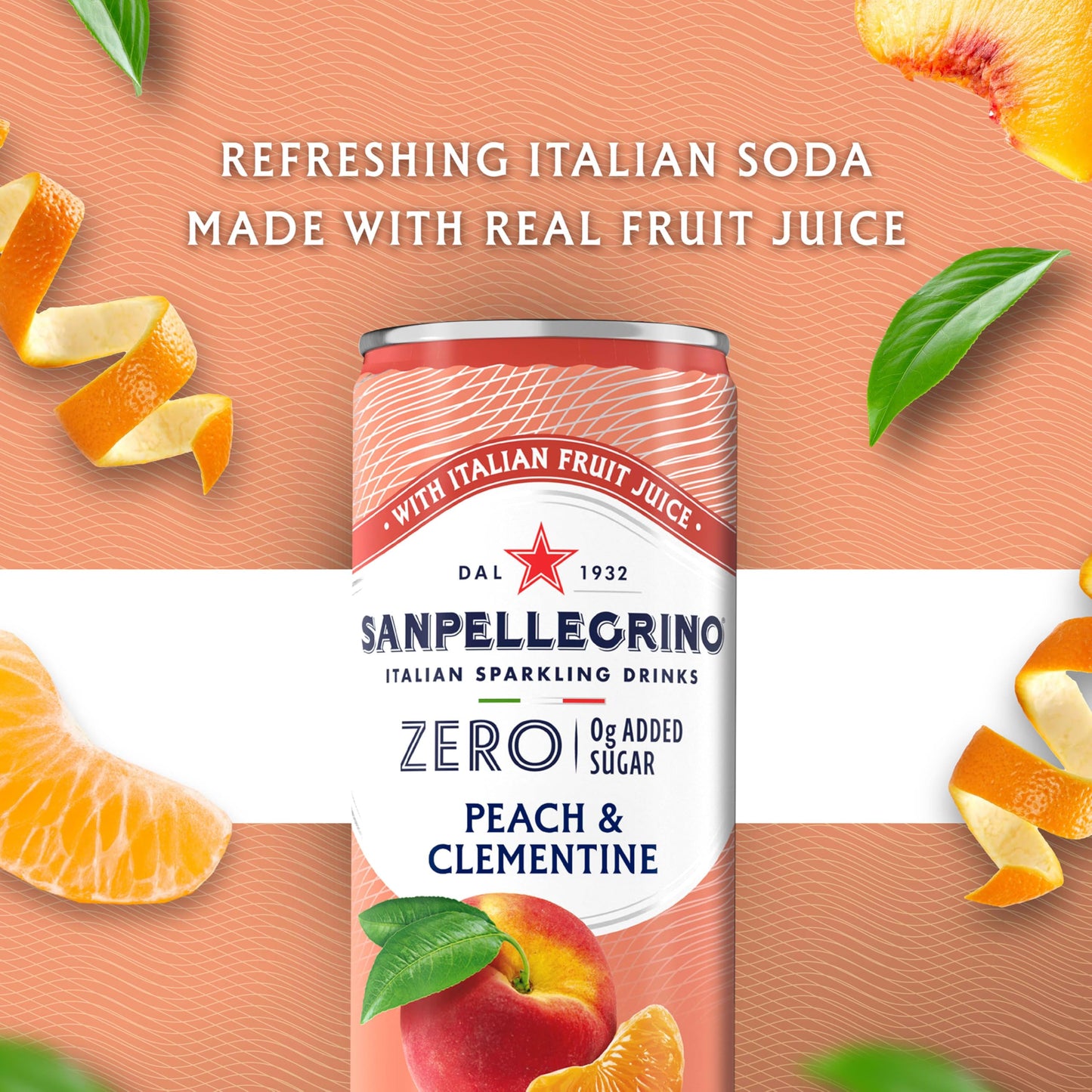Sanpellegrino Italian Sparkling Drink, Peach Clementine, 6 Cans, 11.15 Fl Oz Can