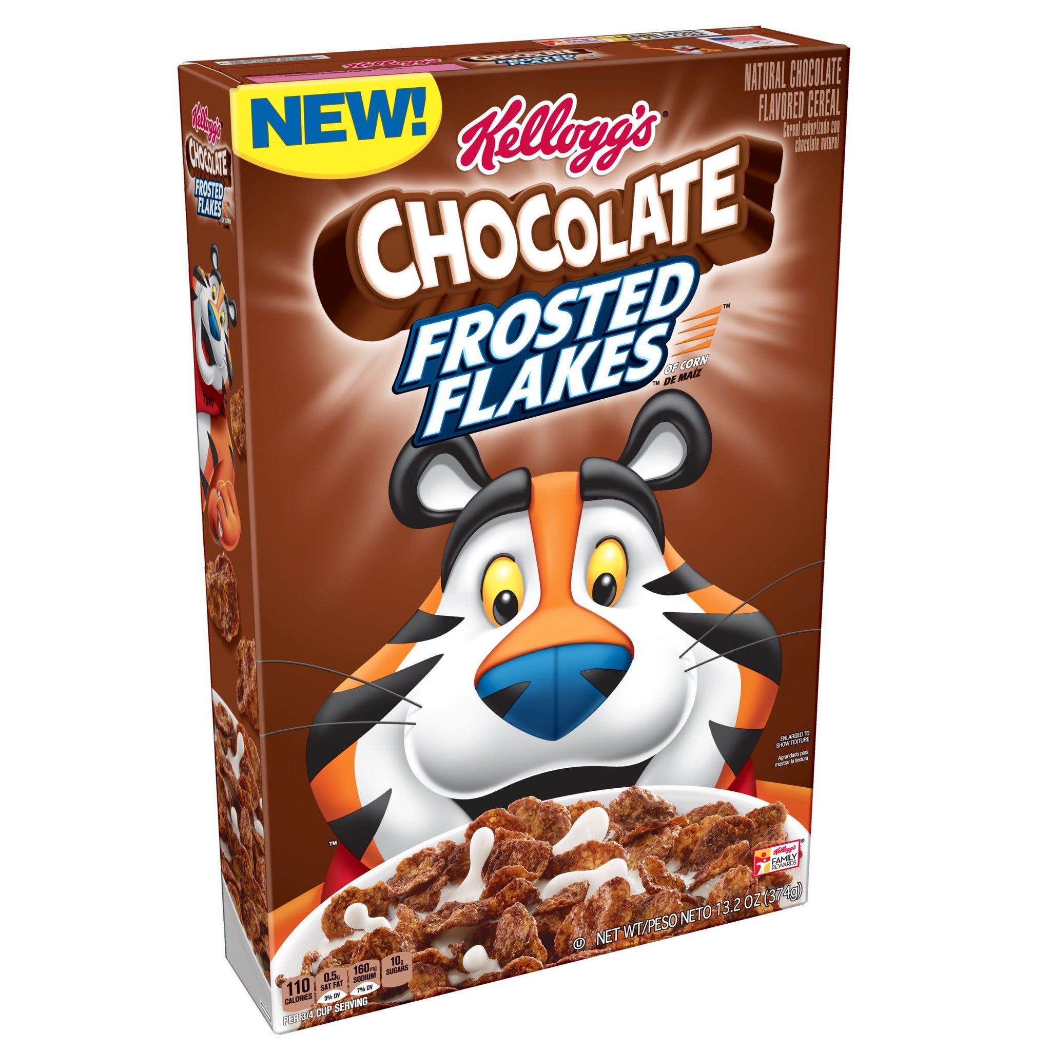 Kellogg's Breakfast Cereal, Chocolate Frosted Flakes, Low Fat, 13.2 oz Box