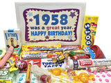 RETRO CANDY YUM ~ 1958 68th Birthday Gift Box Nostalgic Candy Mix from Childhood for 68 Year Old Man or Woman Born 1958 Jr