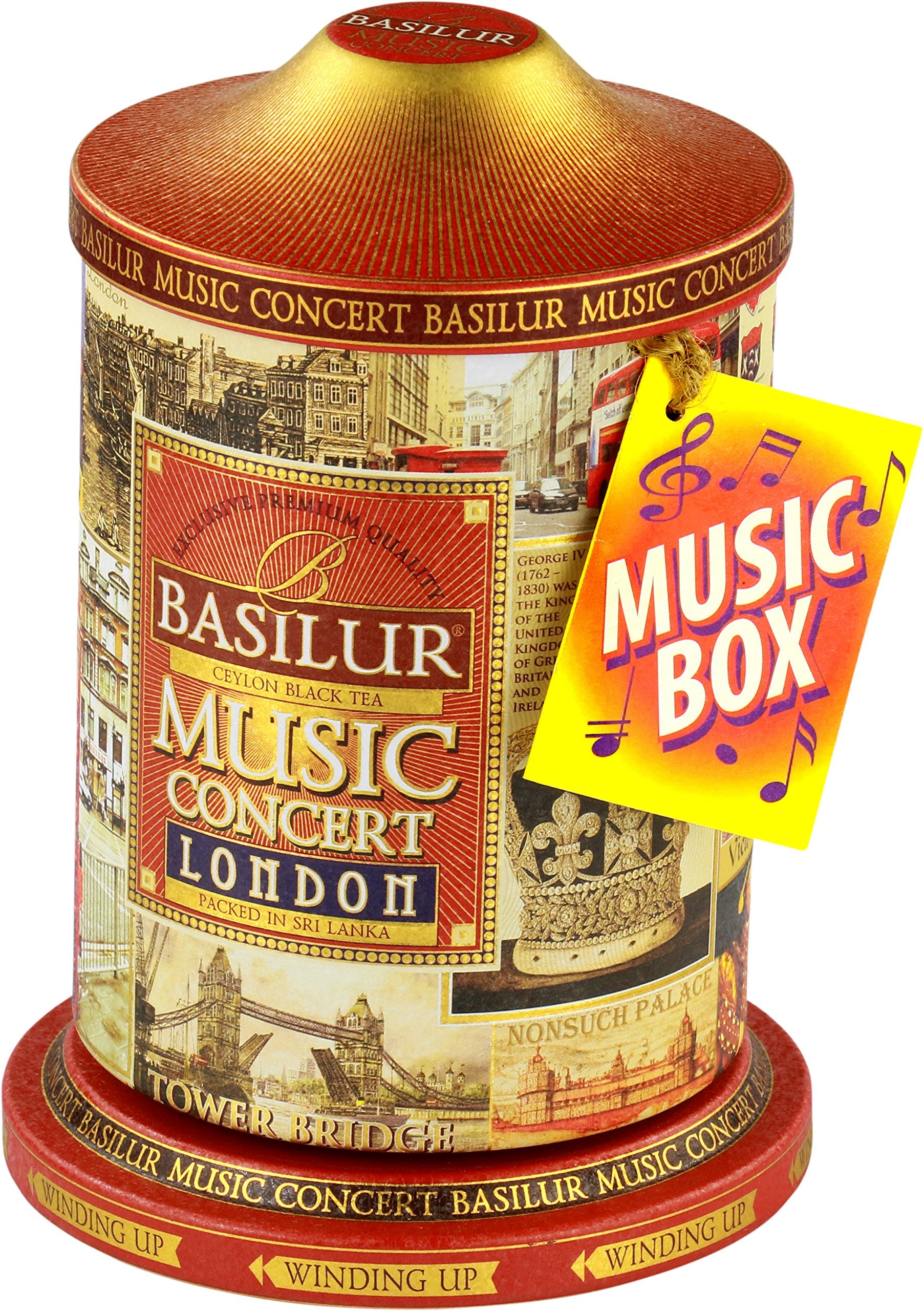 Basilur | London Music Tin | Music Concert Collection | Pure Ceylon Black Tea with amaranth, cornflower, bergamot and chocolate | Metal Caddy | 20