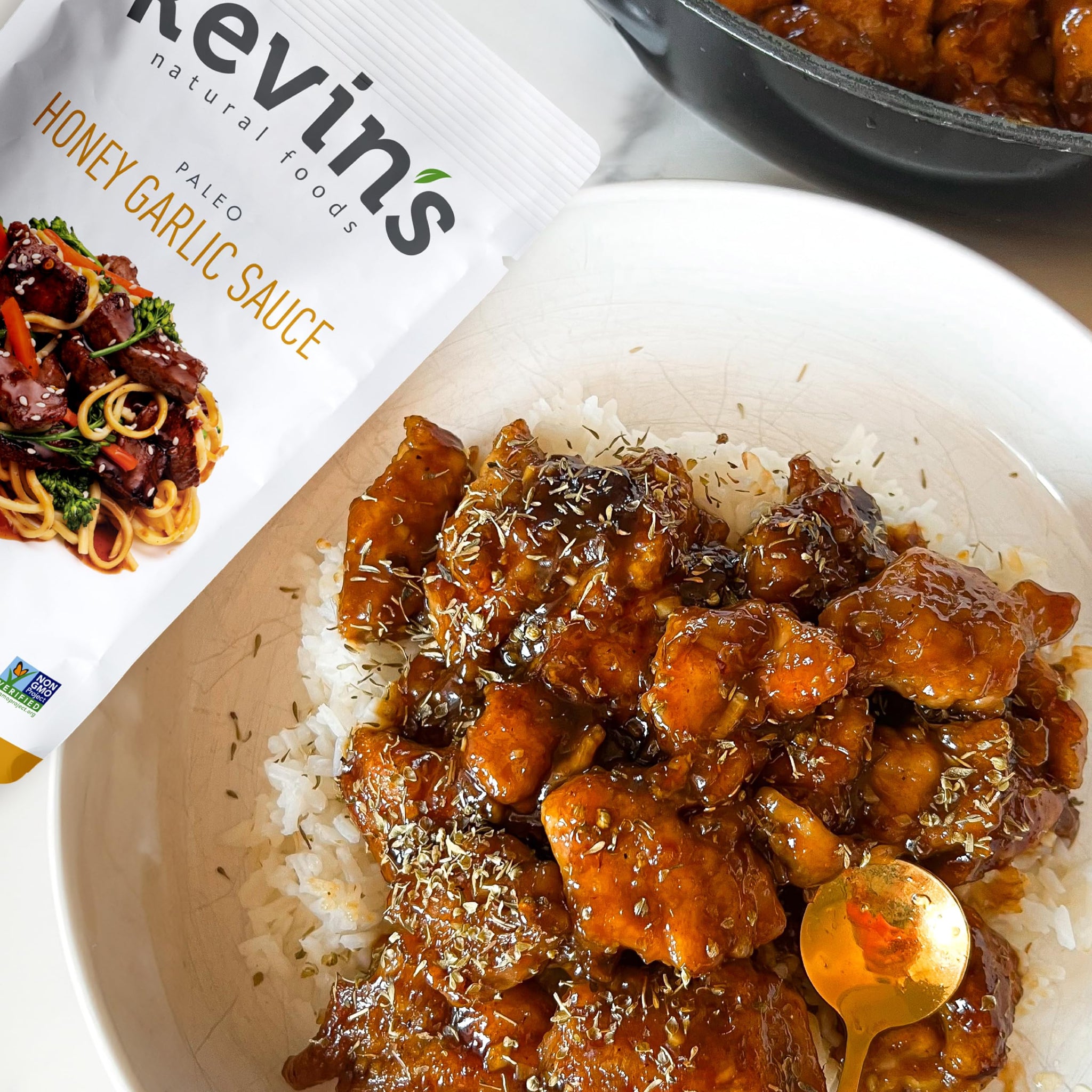 Kevin's Natural Foods Honey Garlic Sauce - Paleo Simmer Stir-Fry Sauce, Gluten Free, No Preservatives, Non-GMO - 3 Pack