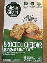 Veggies Made Great Broccoli Cheddar Breakfast Potato Bakes, Gluten Free, 5g Protein, 18 Count, 36 oz