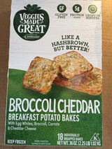 Veggies Made Great Broccoli Cheddar Breakfast Potato Bakes, Gluten Free, 5g Protein, 18 Count, 36 oz