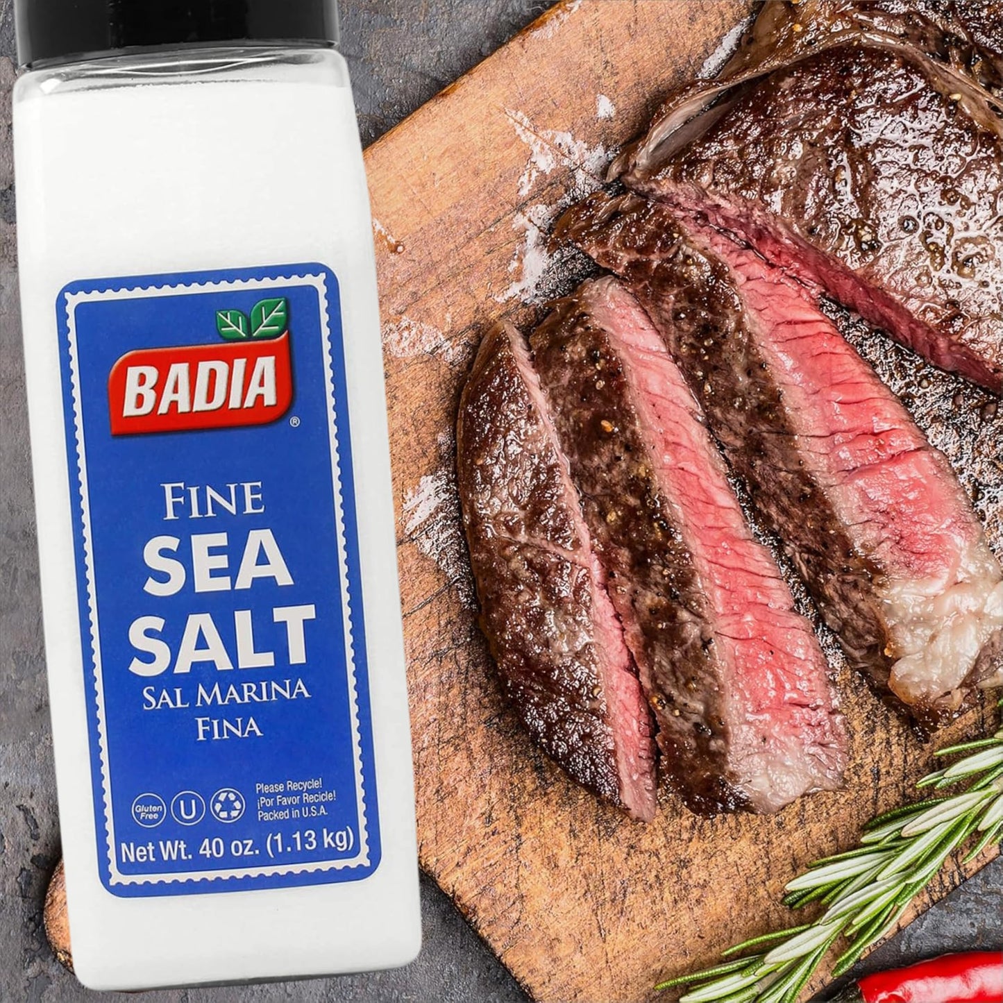 Badia Sea Salt, Fine Ground 40 oz - Pure & All-Natural - Kosher