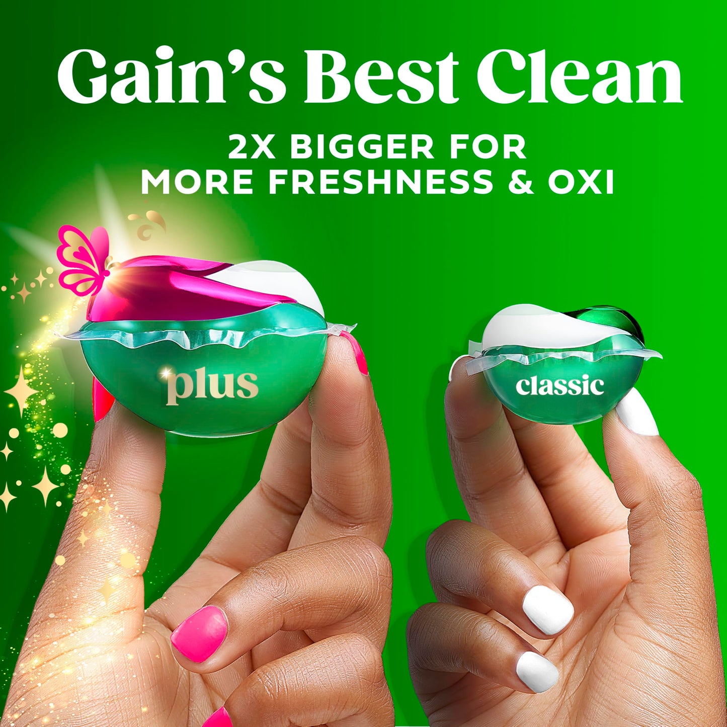 Gain Plus Flings Liquid Washing Detergent Pods, Gain's Best Clean, All-In-One, Happy Hibiscus Scent Laundry Pacs, 45 Count (Packaging May Vary)