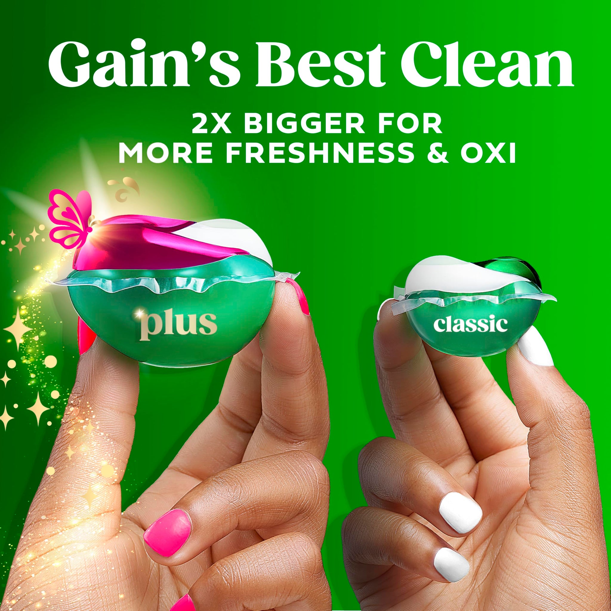 Gain Plus Flings Liquid Washing Detergent Pods, Gain's Best Clean, All-In-One, Happy Hibiscus Scent Laundry Pacs, 45 Count (Packaging May Vary)