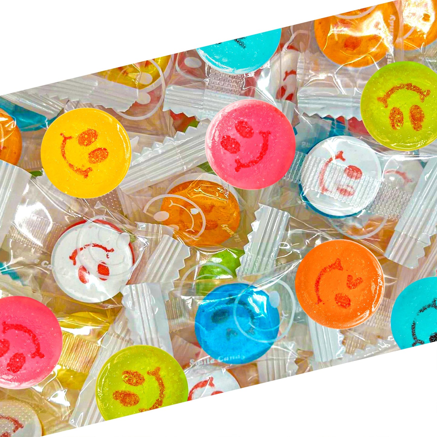 Happy Face Candy | 1 Lb Bag | Hard Candy Individually Wrapped | Assorted Fruit Flavors | Sweet & Sour Candies for Goodie Bags, Party Favors & Office