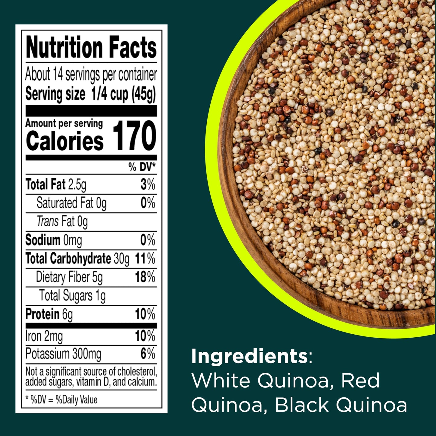 RiceSelect Tri-Color Quinoa, Premium Blend of White, Red and Black Quinoa Seeds, Gluten-Free, Kosher, Non-GMO, Good Source of Fiber and Protein, 22oz Jar (Pack of 1)