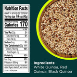 RiceSelect Tri-Color Quinoa, Premium Blend of White, Red and Black Quinoa Seeds, Gluten-Free, Kosher, Non-GMO, Good Source of Fiber and Protein, 22oz Jar (Pack of 1)