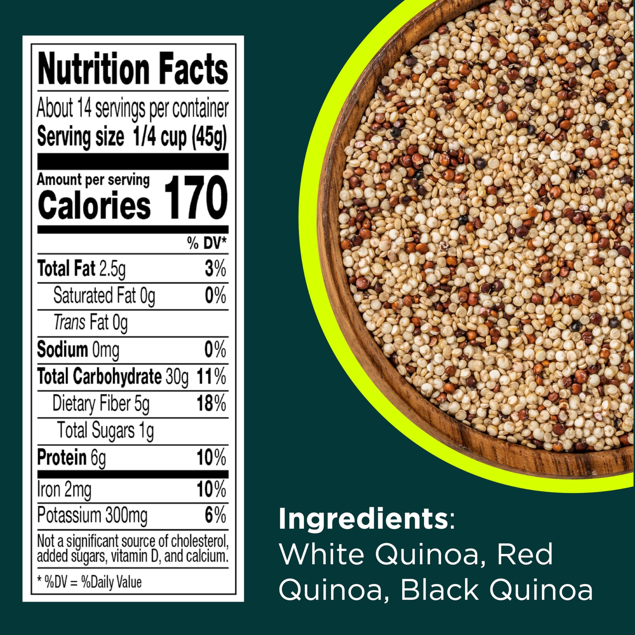 RiceSelect Tri-Color Quinoa, Premium Blend of White, Red and Black Quinoa Seeds, Gluten-Free, Kosher, Non-GMO, Good Source of Fiber and Protein, 22oz Jar (Pack of 1)