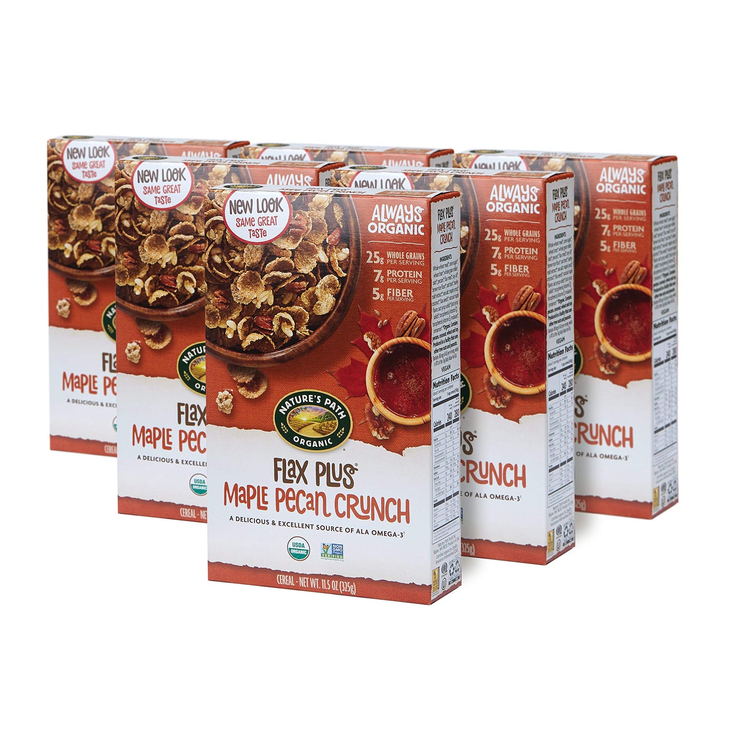Nature’s Path Organic Flax Plus Maple Pecan Crunch Cereal, 11.5 Ounce (Pack of 6), Non-GMO, 25g Whole Grains, 7g Plant Based Protein, with Omega-3