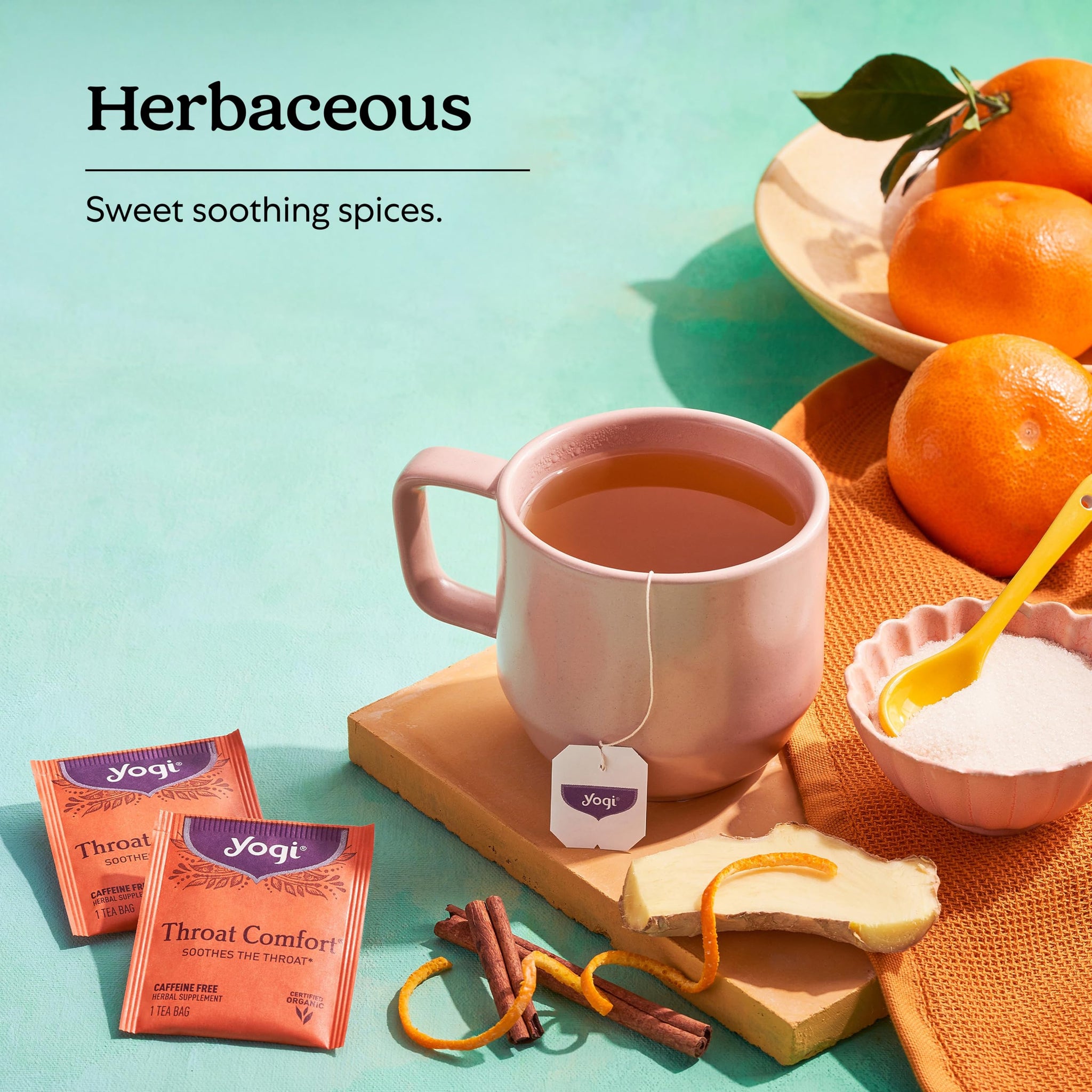 Yogi Tea - Throat Comfort (6 Pack) - Soothes the Throat with Wild Cherry Bark, Licorice Root, Mullein, and Ginger - Caffeine Free - 96 Organic Herbal