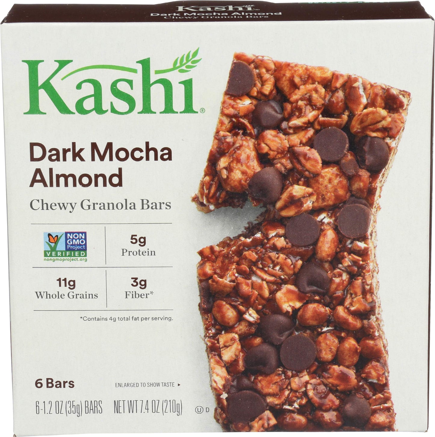 Kashi Chewy Granola Bars, Fiber Bars, Vegan Snacks, Dark Mocha Almond, 7.4oz Box (6 Bars)