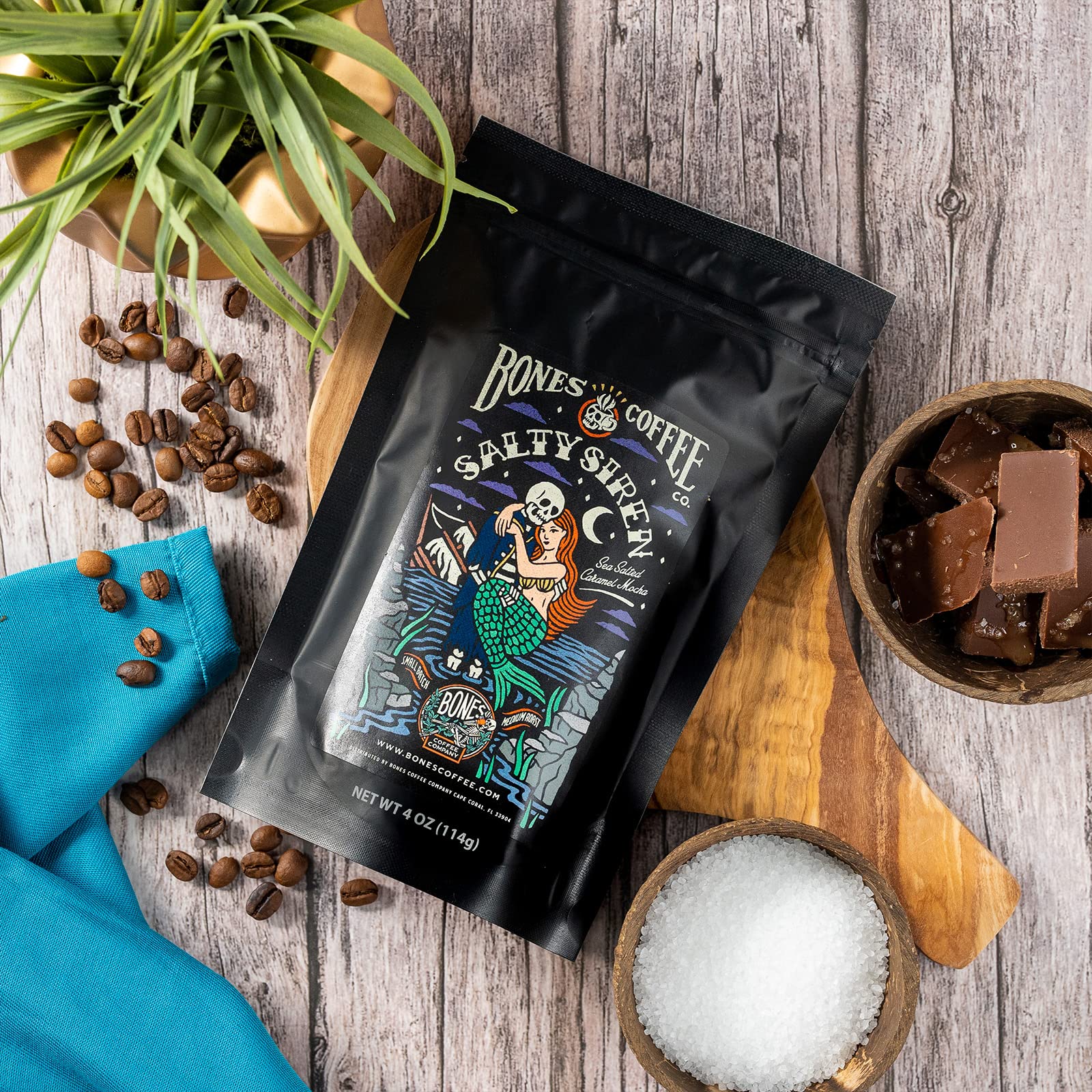 Bones Coffee Company Favorite Flavors Sample Pack Box Set with Specialty Coffee Mug, 5 Assorted Single-Origin Low Acid Medium Roast Arabica Beans