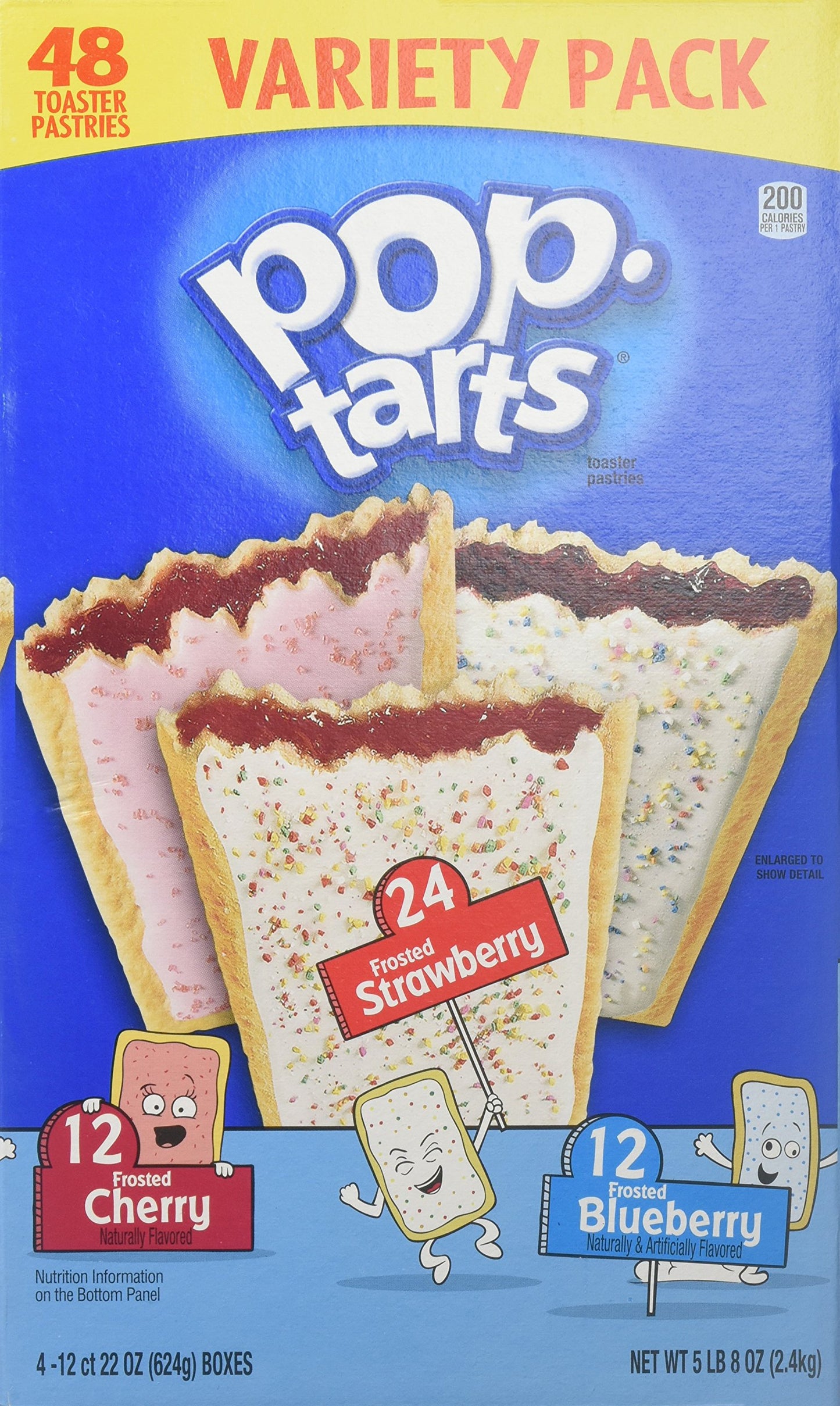 Kellogg's Poptarts Frosted Toasters, 24-Strawberry, 12-Blueberry and 12-Cherry, 88 ounce
