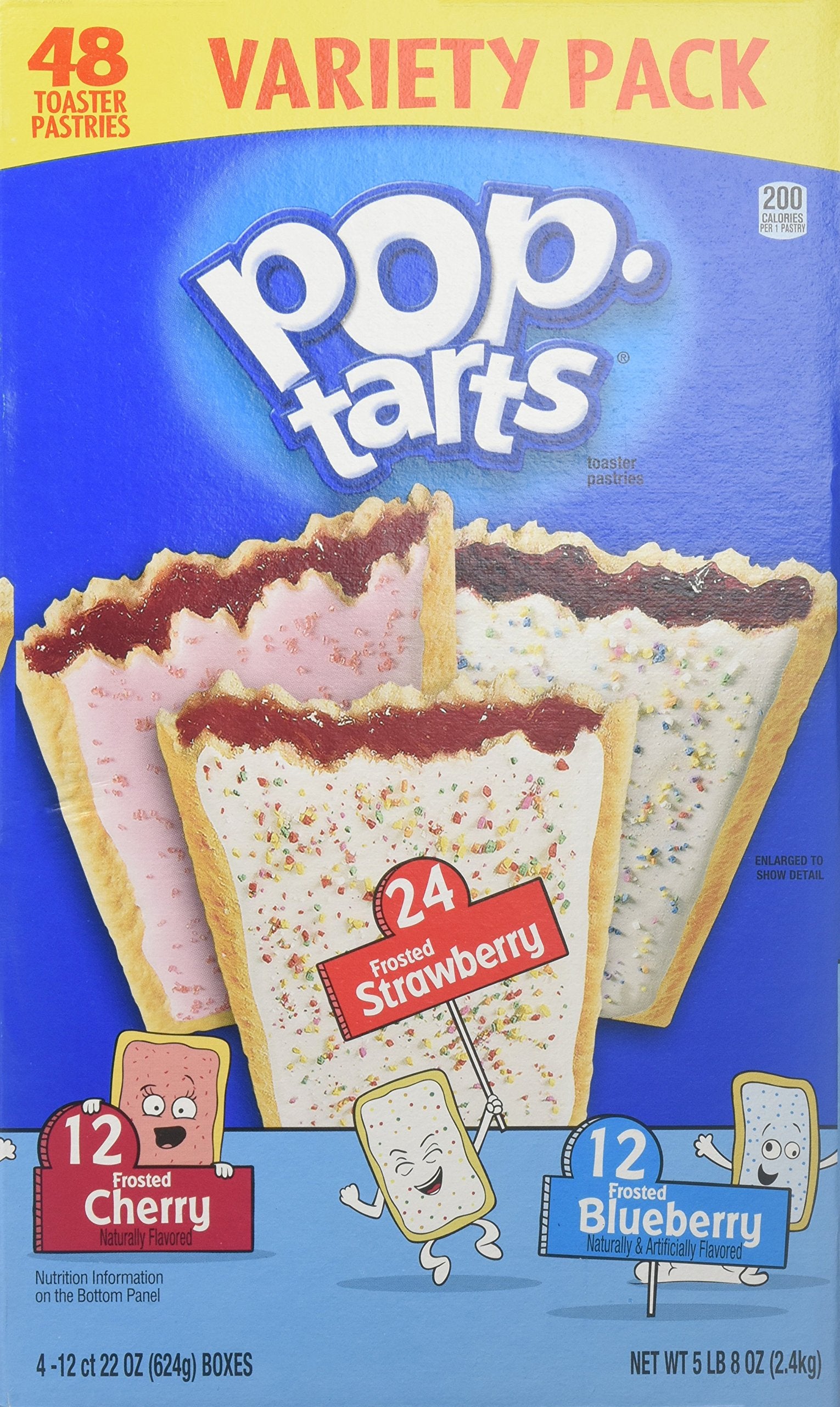 Kellogg's Poptarts Frosted Toasters, 24-Strawberry, 12-Blueberry and 12-Cherry, 88 ounce
