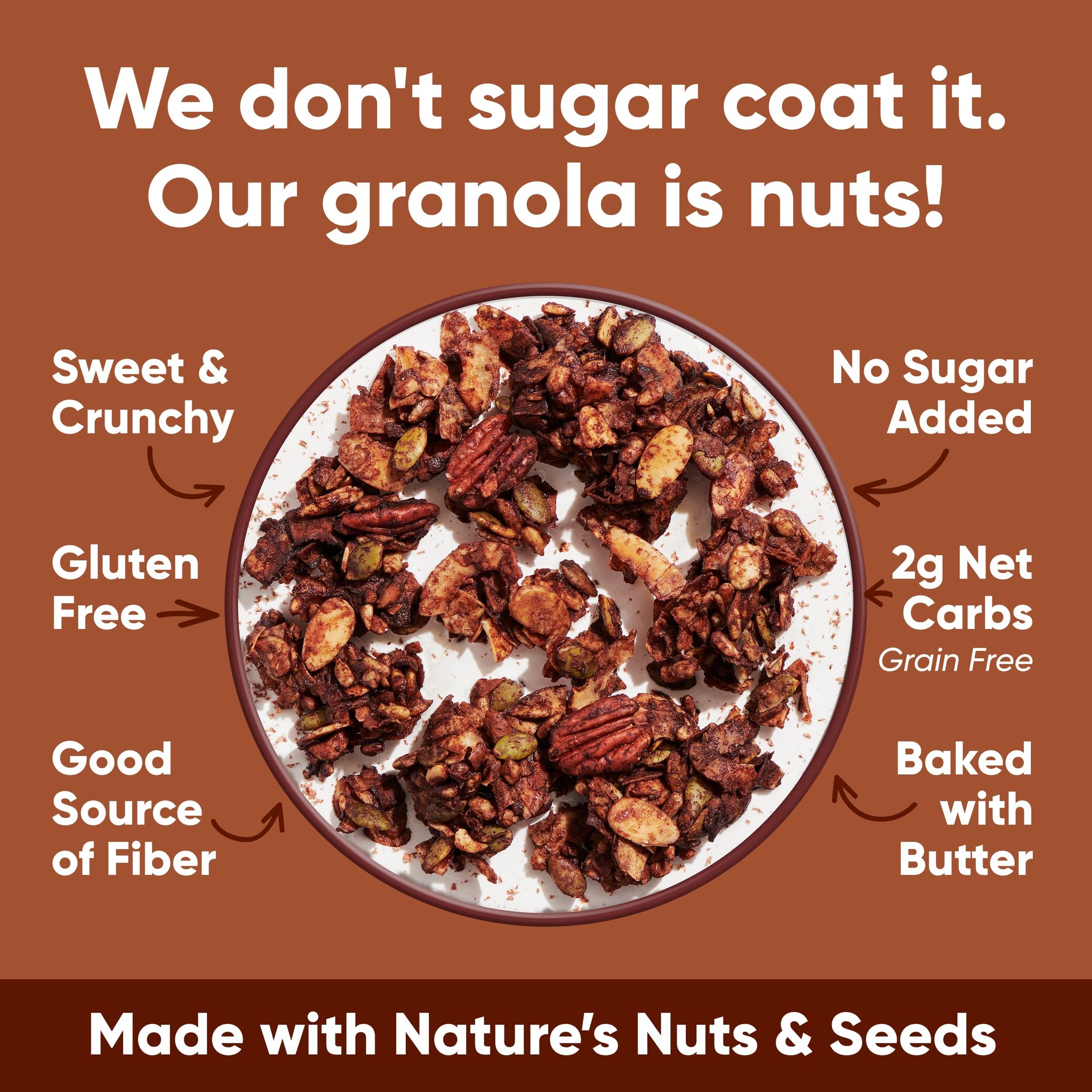 NuTrail Nut Granola Cereal, Dark Chocolate, No Sugar Added, Keto, Low Carb, Gluten Free, Grain Free, Healthy Breakfast 8 oz. 1 Count
