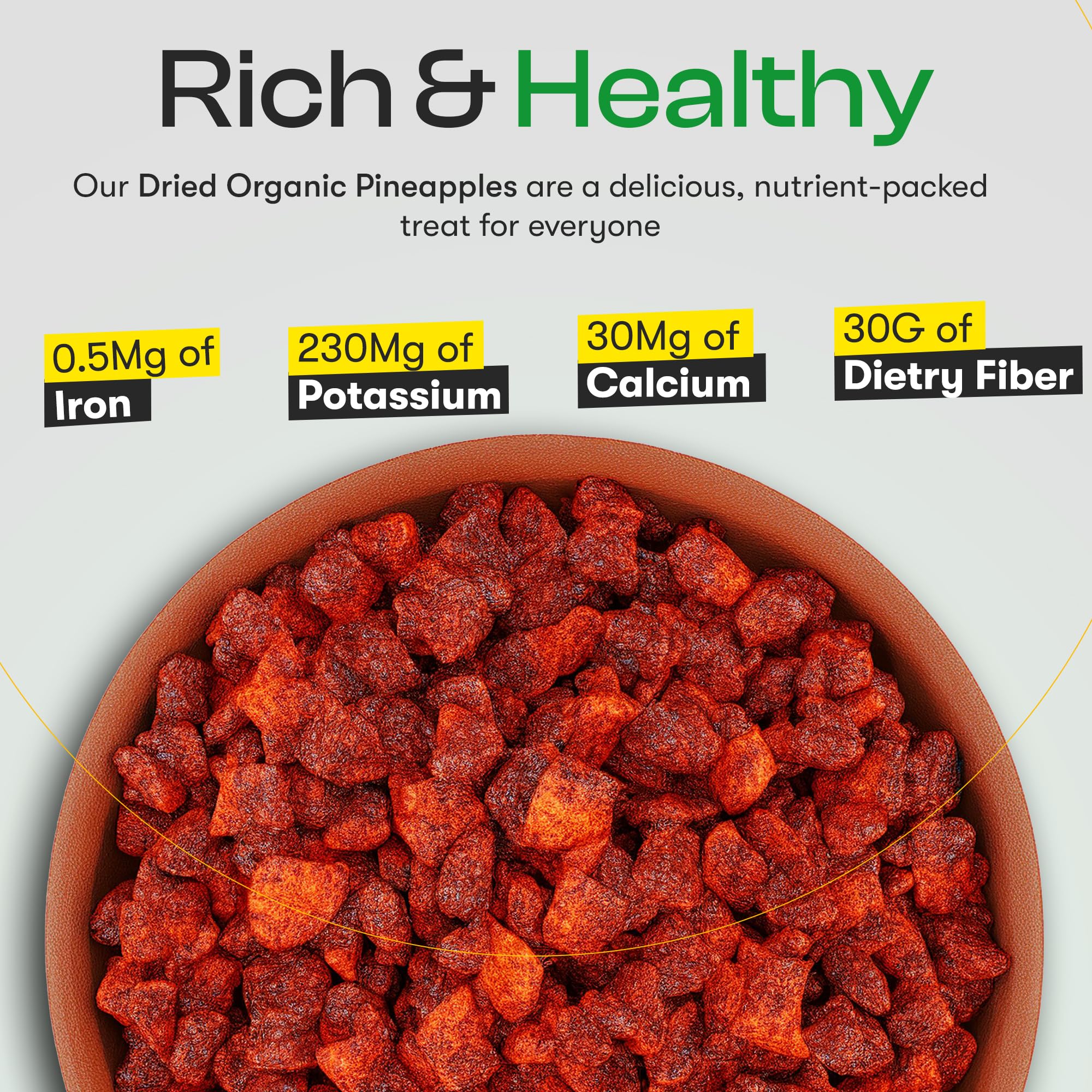 Dried Chili Pineapple Original Flavor,100% Vagan, Non-GMO, Glutten Free (All Natural Ingredients) Reseable Bag (8 OZ)