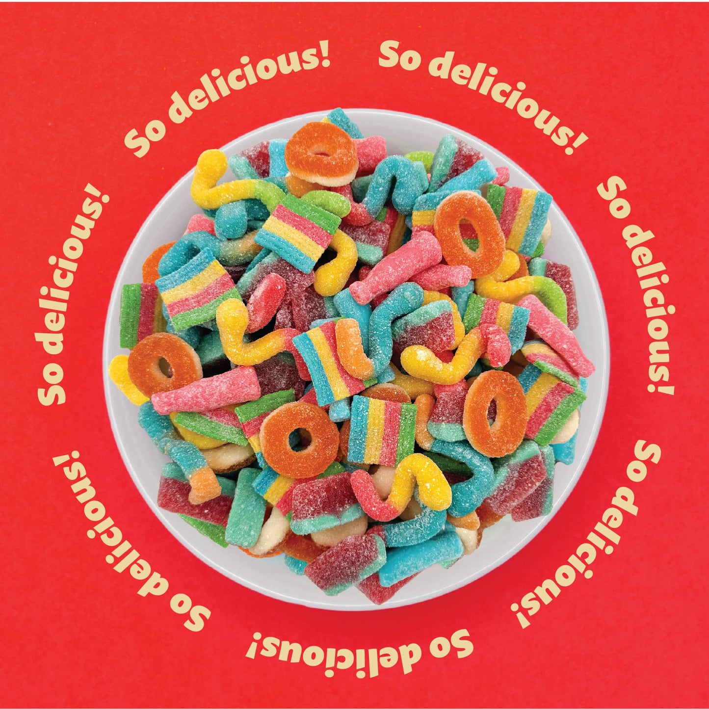 Gummy Candy Bulk | 2 Pound Bag | Sweet & Sour Gummy Mix | Peach Rings, Worms, Bottles, Mini Belts, Watermelon Wedges | Party Gummies Variety Pack |