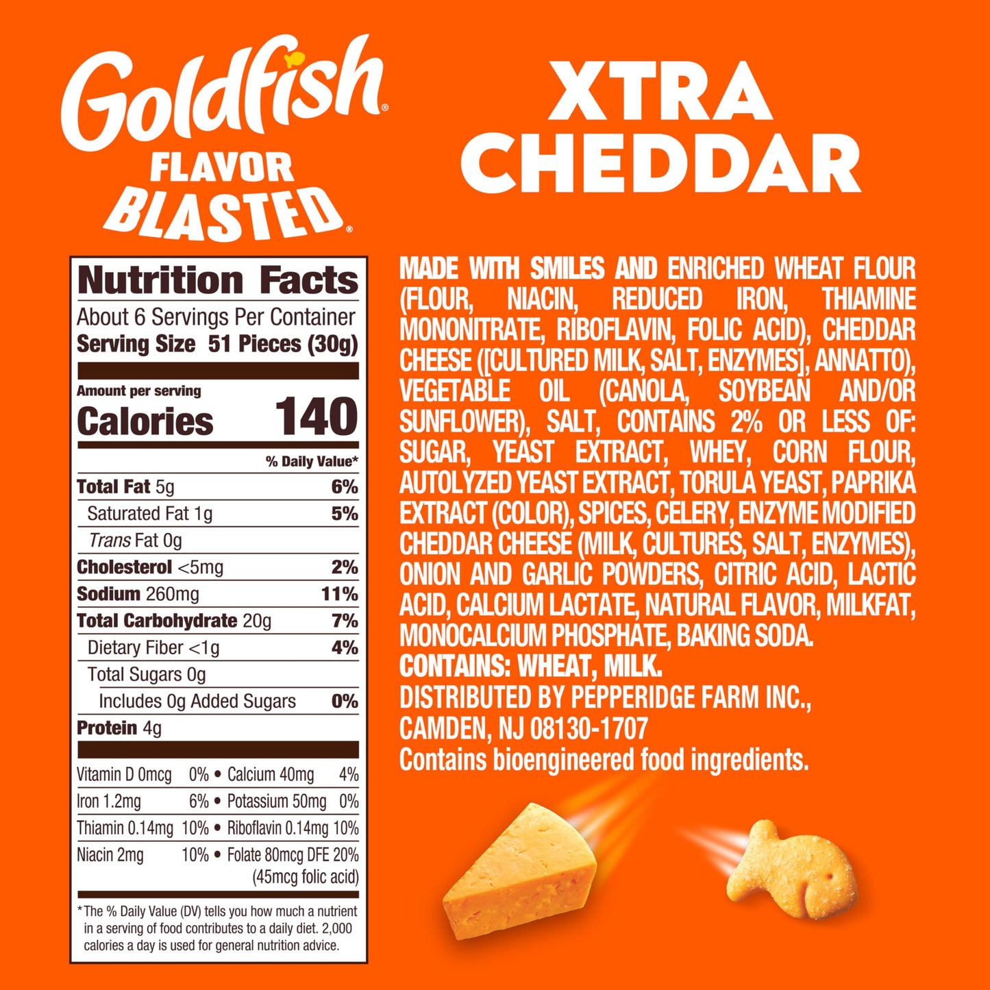 Goldfish Flavor Blasted Xtra Cheddar Cheese Crackers, Baked Snack Crackers, 6.6 oz Bag