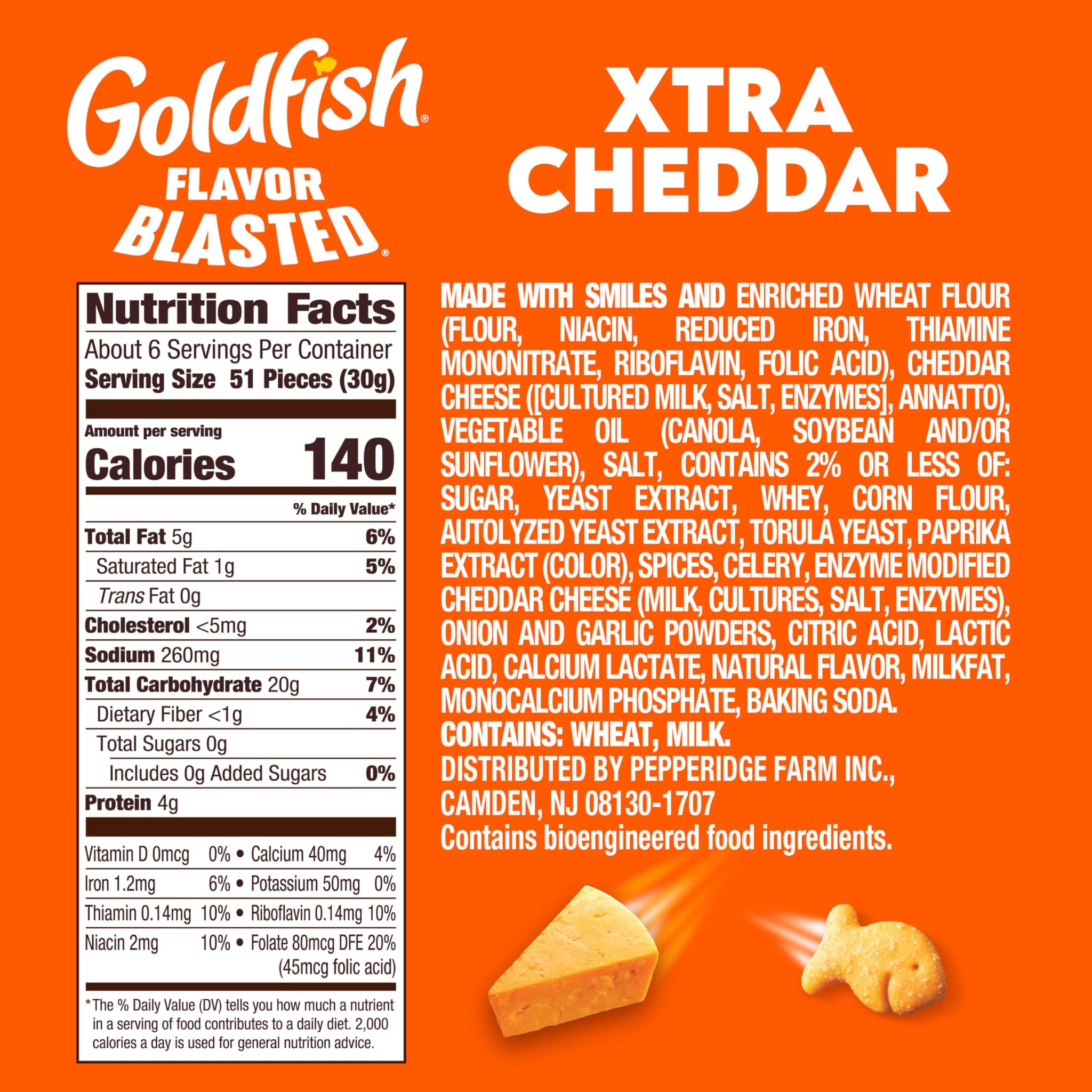 Goldfish Flavor Blasted Xtra Cheddar Cheese Crackers, Baked Snack Crackers, 6.6 oz Bag