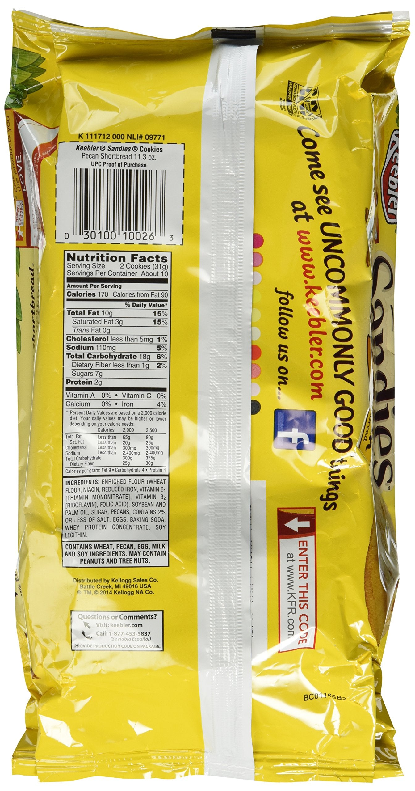 Sandies Keebler Pecan Sandies Shortbread Cookies, 11.3 Ounce (Pack of 4)