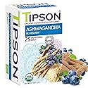 Tipson Organic Ashwagandha Infusions - Blueberry - Non GMO, Caffeine Free & Gluten Free - 25 Premium Tea Bags (Pack of 1)