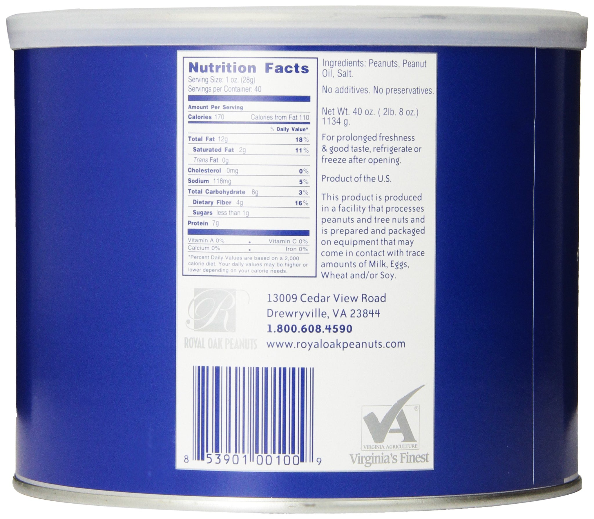 Royal Oak Gourmet Virginia Salted Peanuts, 40-Ounce Tins (Pack of 2)