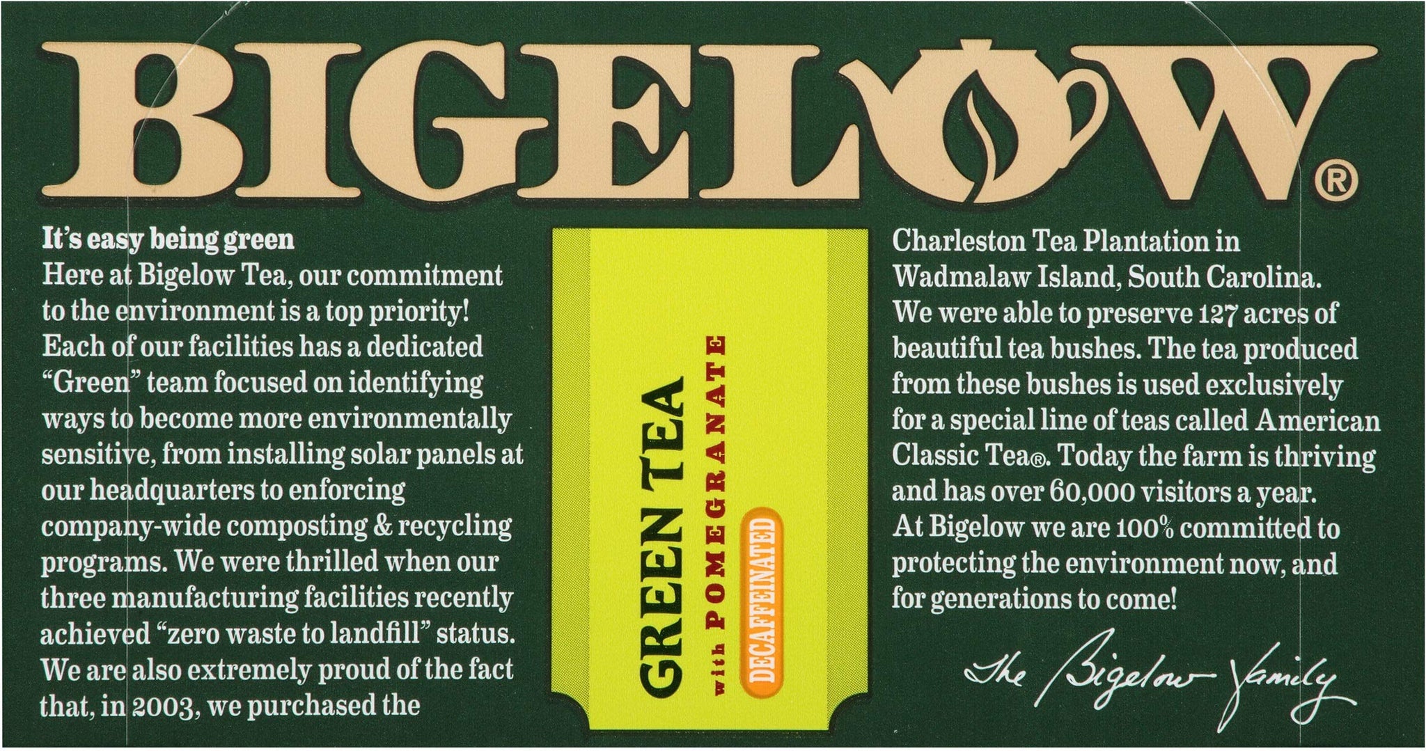 Bigelow Tea Decaffeinated Green Tea with Pomegranate Green Tea Bags, 20 Count Box (Pack of 6), Decaf Green Tea, 120 Tea Bags Total