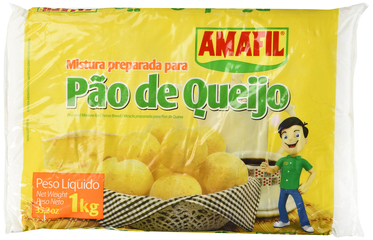 1 PACK Amafil - Quick cheese Bread - Mescla Preparada p/ Pan de Queso 1 Kg | Mistura Preparada p/ Pão de Queijo 1 Kg, 35.2 Ounce