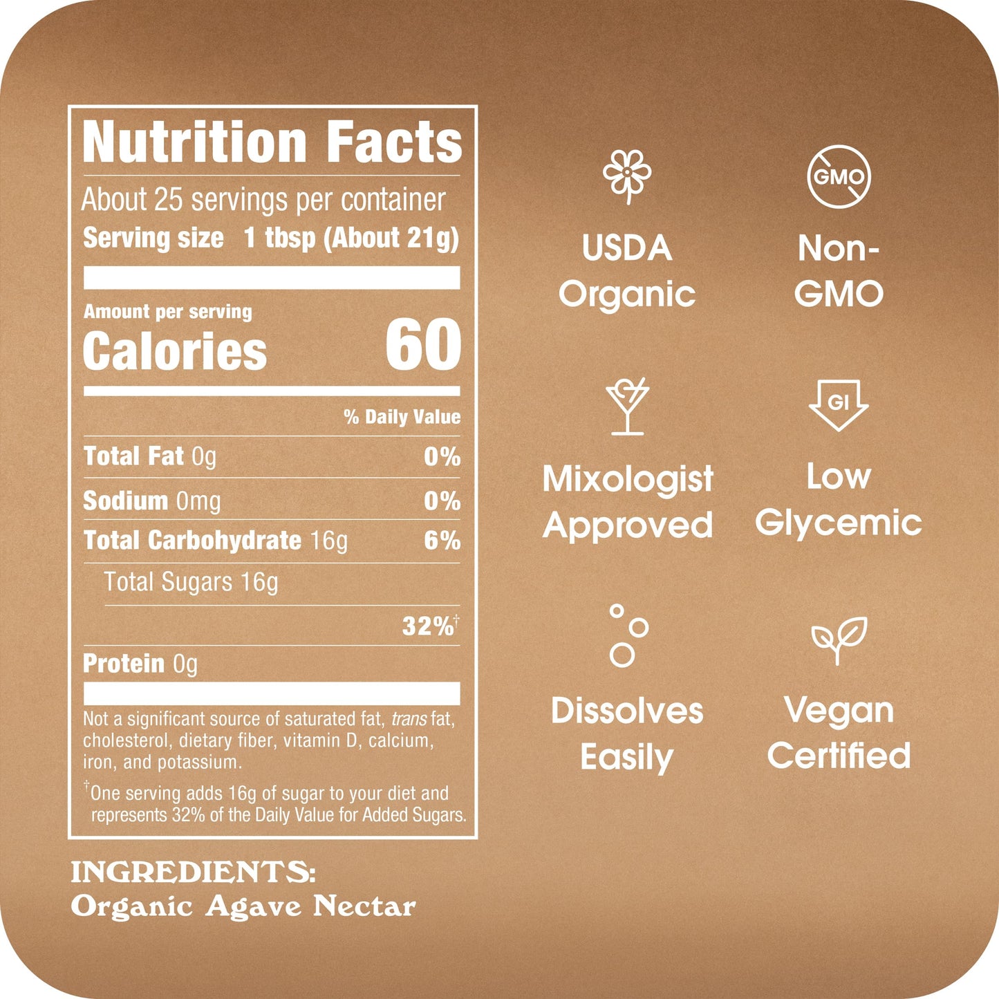 Organic Agave In The Raw Agave Nectar, 18.5 oz., Made With USDA Organic Blue Agave From Mexico, Non-GMO Project Verified, Kosher Vegan and Low Glycemic Index