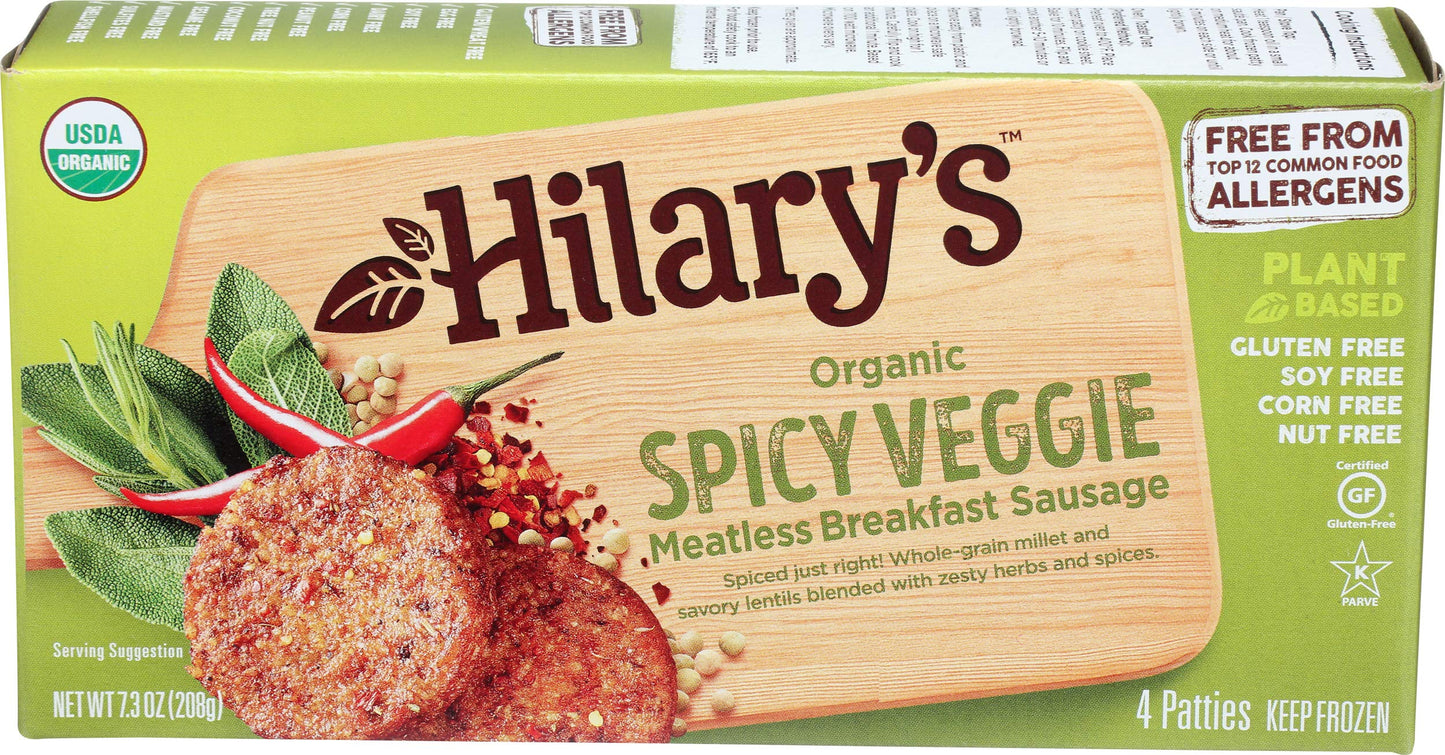 Hilary's, Organic Spicy Veggie Sausage, 7.3 oz (Frozen)