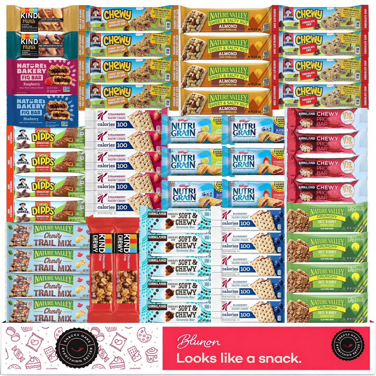 Granola Bars Bulk Variety Pack - Office Snacks Bulk - Healthy Snack Box with Breakfast Snacks - Healthy Snacks Bulk - Individually Wrapped Assorted