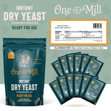 One in a Mill Instant Dry Yeast Packets | Fast Acting Self Rising Yeast for Baking Bread, Cake, Pizza Dough Crust | Kosher | Quick Rapid Rise