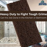 Heavy Duty XL Brown Scouring Pad 5 Pack. 10 x 4.5in Large Multipurpose Nylon Scrubbing Sponges. Clean Bathrooms, Kitchens, Counters and Floors