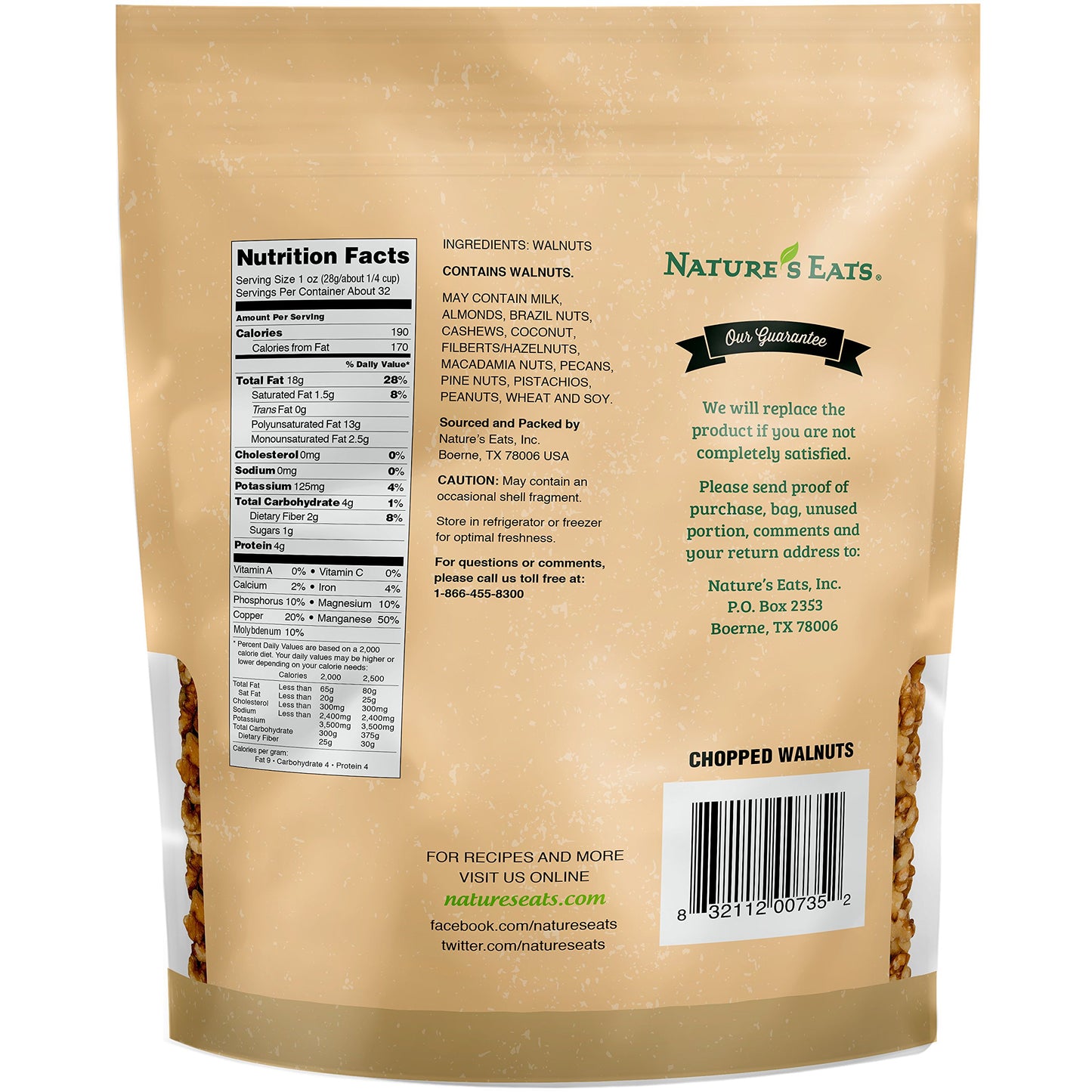 Nature's Eats Chopped Walnut, 32 Ounce