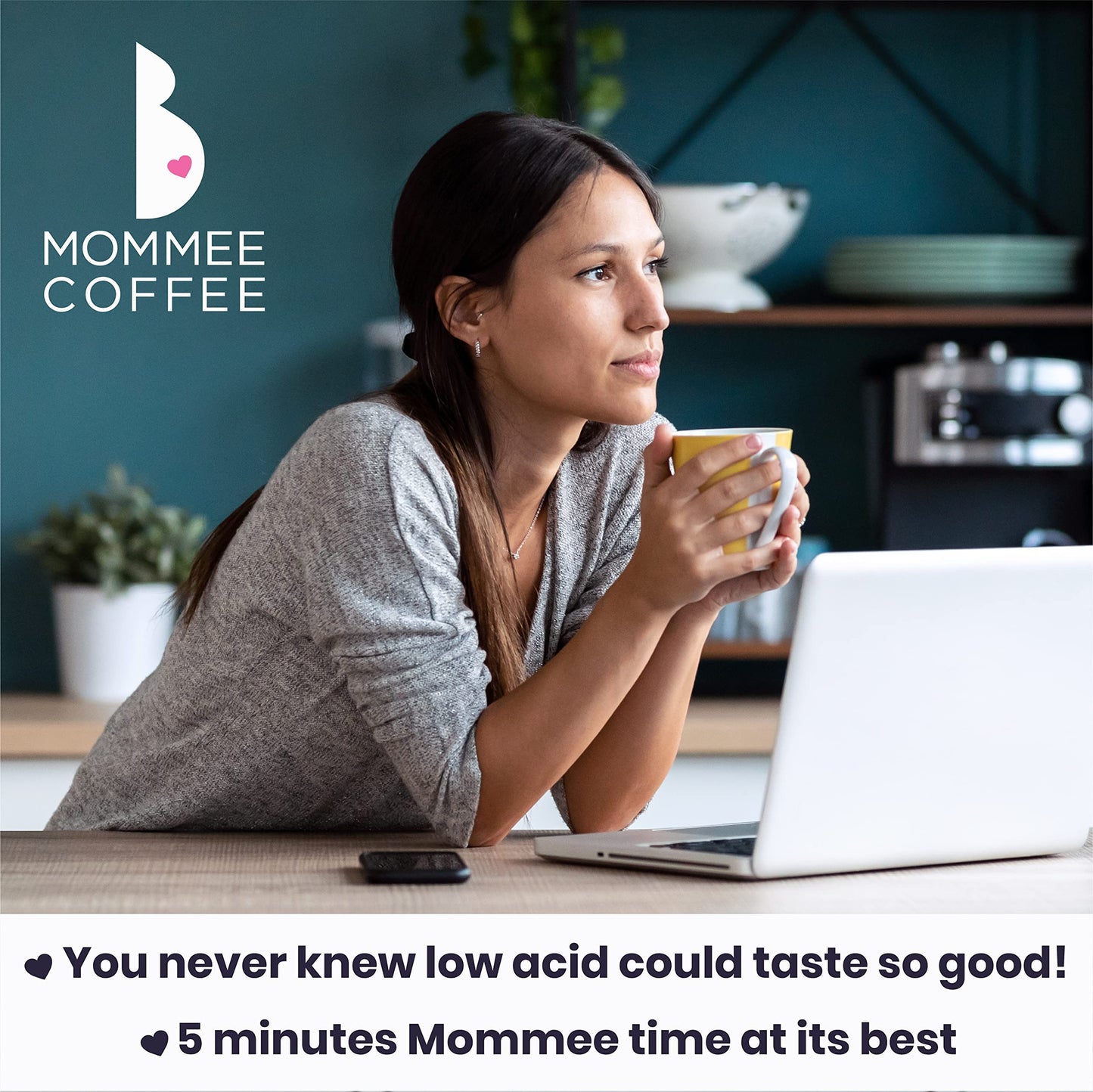 Mommee Coffee Half Caf Low Acid Whole Organic Coffee Beans - 100% Arabica Organic Half Caff Coffee Beans with Smooth Caramel Flavor - Natural Process