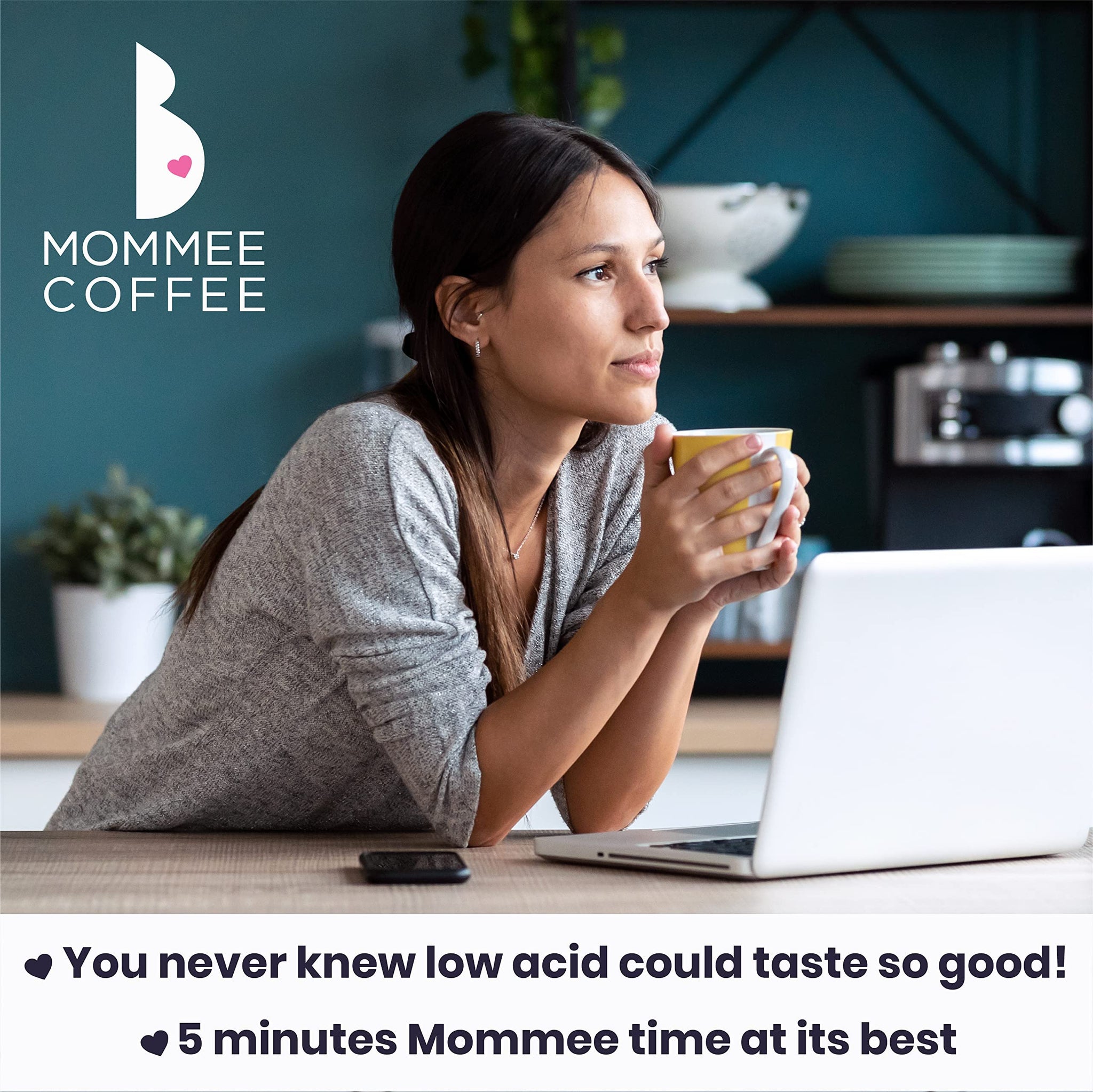 Mommee Coffee Half Caf Low Acid Whole Organic Coffee Beans - 100% Arabica Organic Half Caff Coffee Beans with Smooth Caramel Flavor - Natural Process