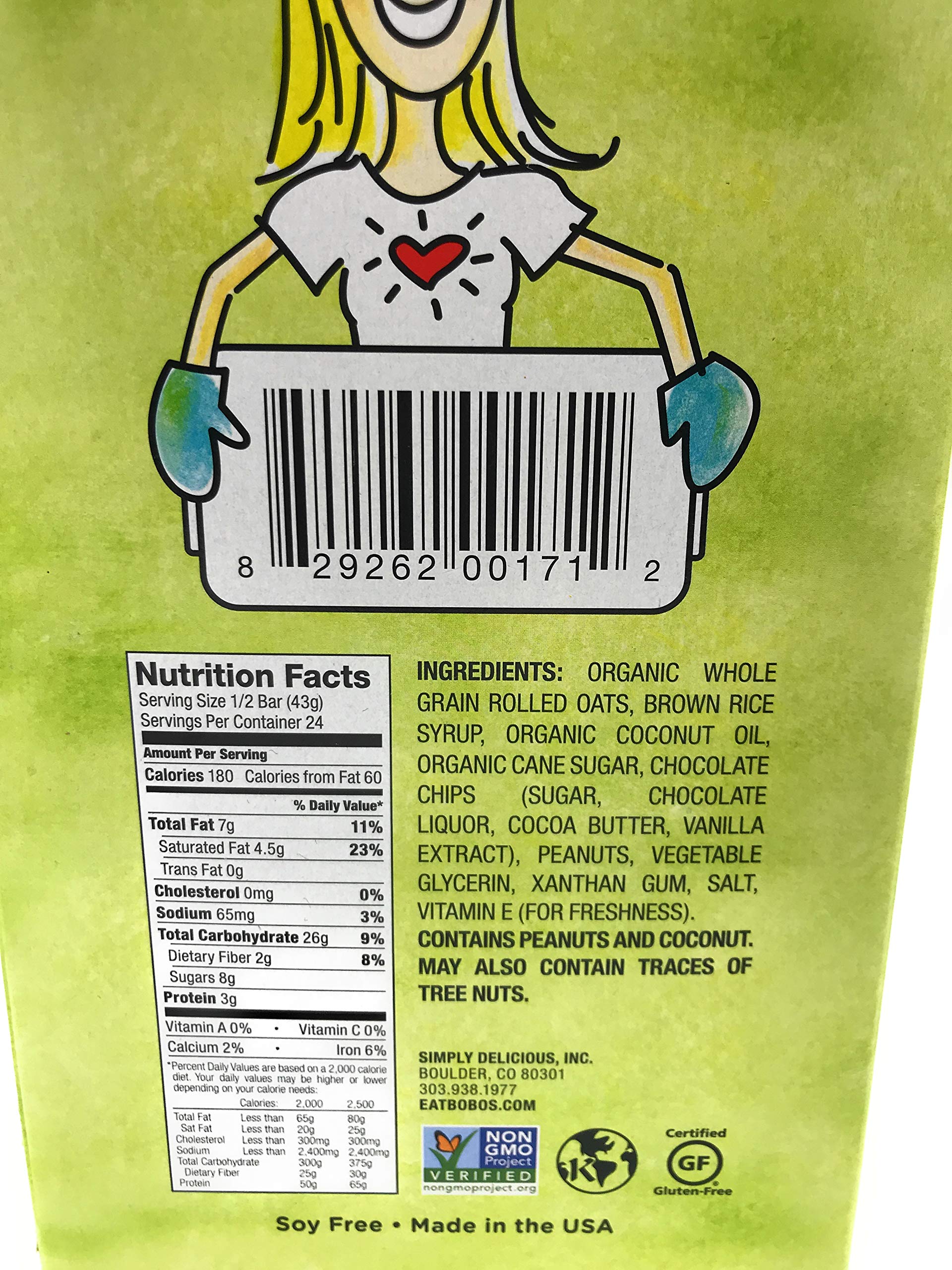 BOBOS OAT BARS Peanut Butter Chocolate Chip Oat Bar 3 Oz (Pack of 12)