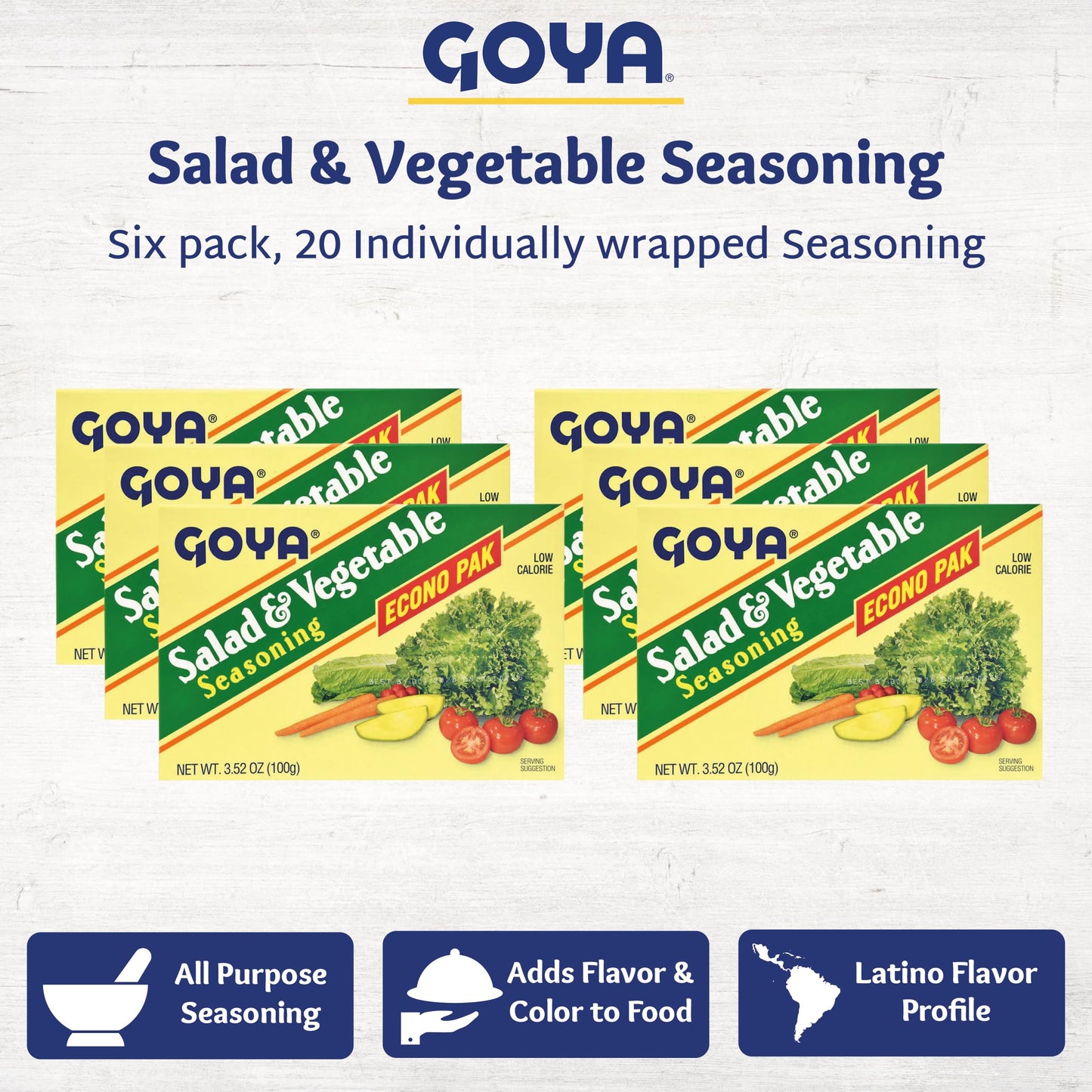 Goya Salad and Vegetable Seasoning, Leafy Greens, Purpose, 6-Pack, 3.52oz