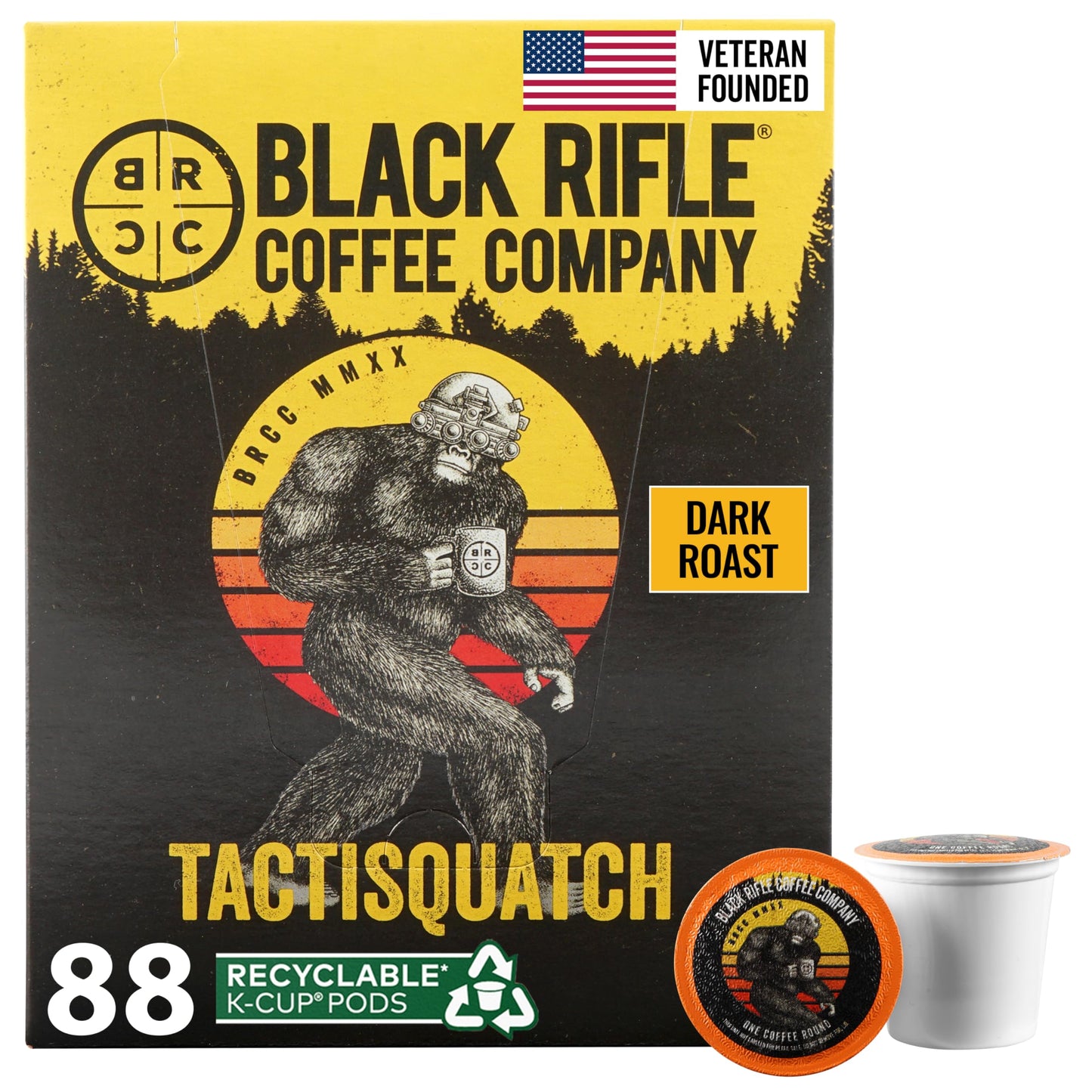 Black Rifle Coffee Company, Single Serve Coffee Pods, Tactisquatch, Dark Roast Coffee Pods, 88 Count