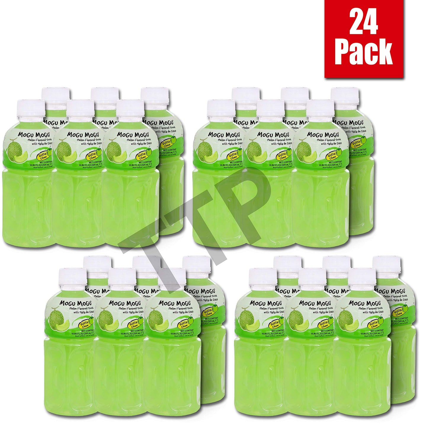 Mogu Mogu Fruit Juice with Nata De Coco, 10.82 oz (Pack of 24) (Melon)