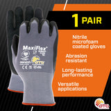 ATG 34-874T/S Maxiflex Ultimate, 15G Gray Nylon Shell, Black Nitrile Grip, Tagged Gray S