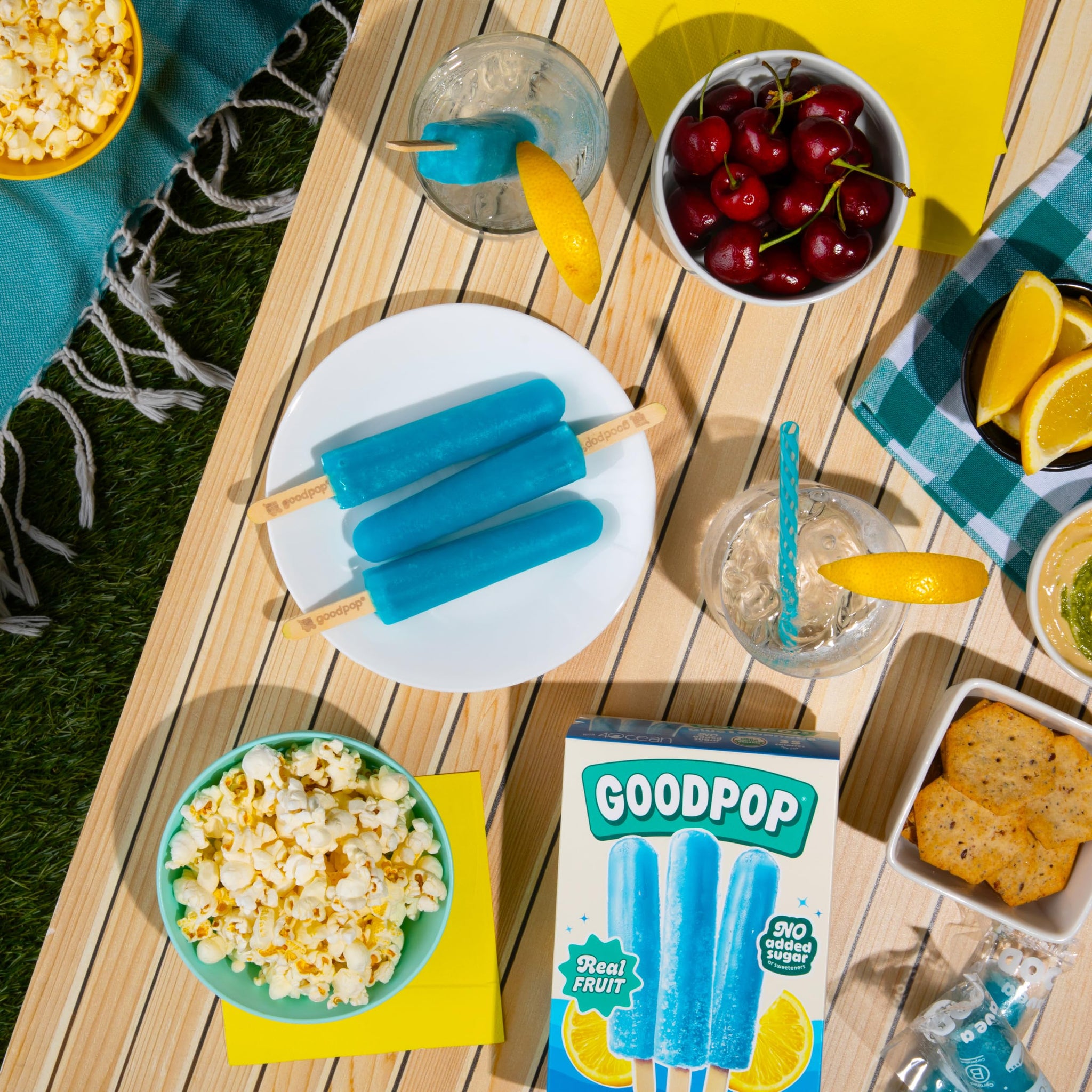 GOODPOP - 4ocean Organic Blue Lemonade Ice Pops - Fruit Juice, No Artifical Dyes or Flavors, No Added Sugar, 6 Count