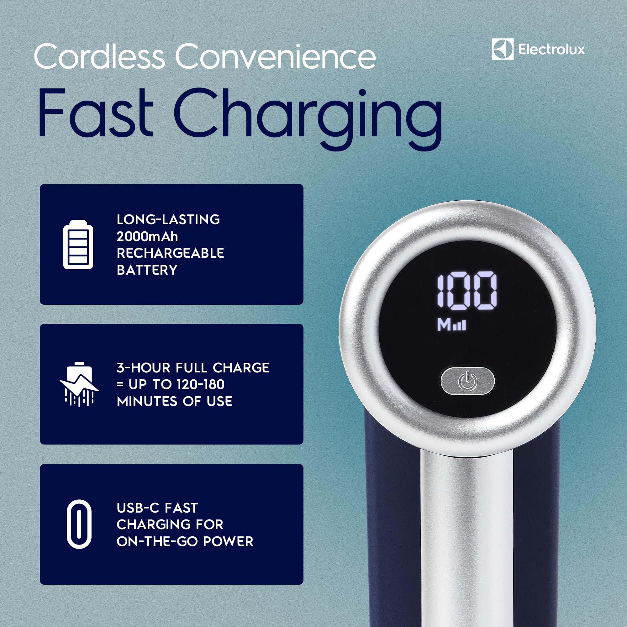 Electrolux Rechargeable Fabric Shaver | 3-Speed Lint Remover for Clothes & Furniture | Eliminates Fuzz & Pilling | Electric Lint Shaver with LED