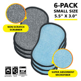 Original Scrub-N-Wipe Pad by Tuff-Scrub, 6-Pack, Microfiber, Multi-Surface, Non-Scratch, Dual-Sided, Scrubber for Dishes, Sinks, Non-Stick Cookware